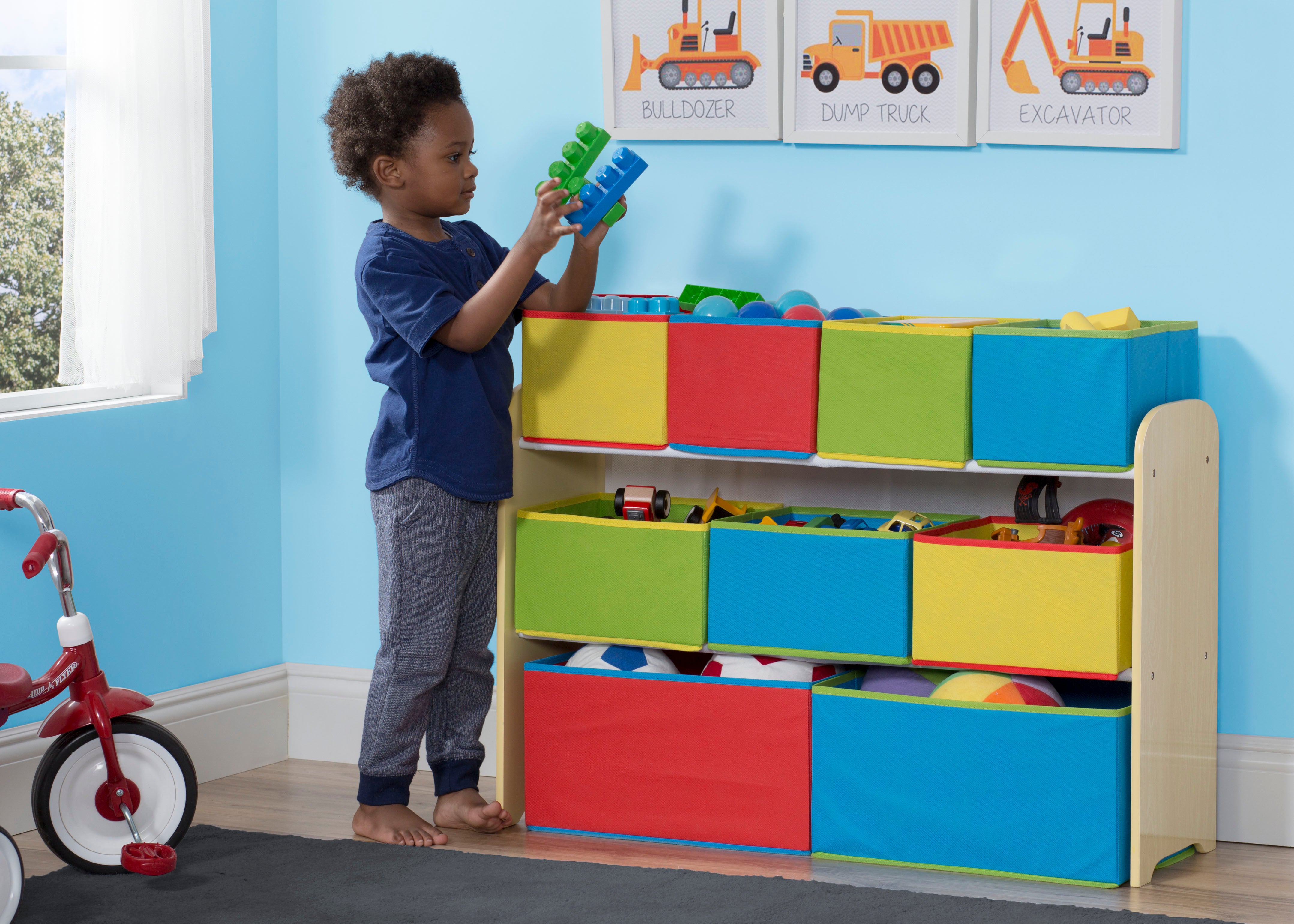 Deluxe Multi Bin Toy Organizer with Storage Bins - Kids Room Organization Solution for Toys, Books & Crafts - Perfect for Playrooms, Daycares & Home Storage