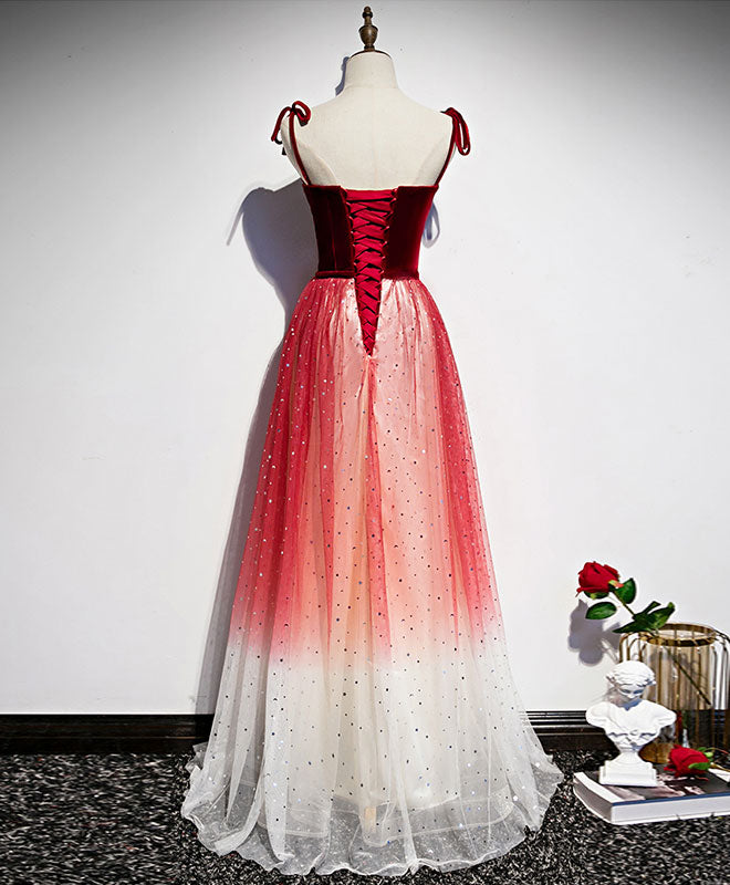 Burgundy Sweetheart Neckline Tulle Long Prom Dress for Women - Elegant Formal Gown for Homecoming, Ball, and Special Occasions
