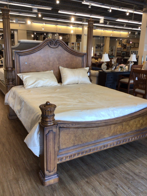 Handcrafted Burl Wood King Size Poster Bed Frame - Solid Wood Bedroom Furniture for Master Suite, Farmhouse & Rustic Decor