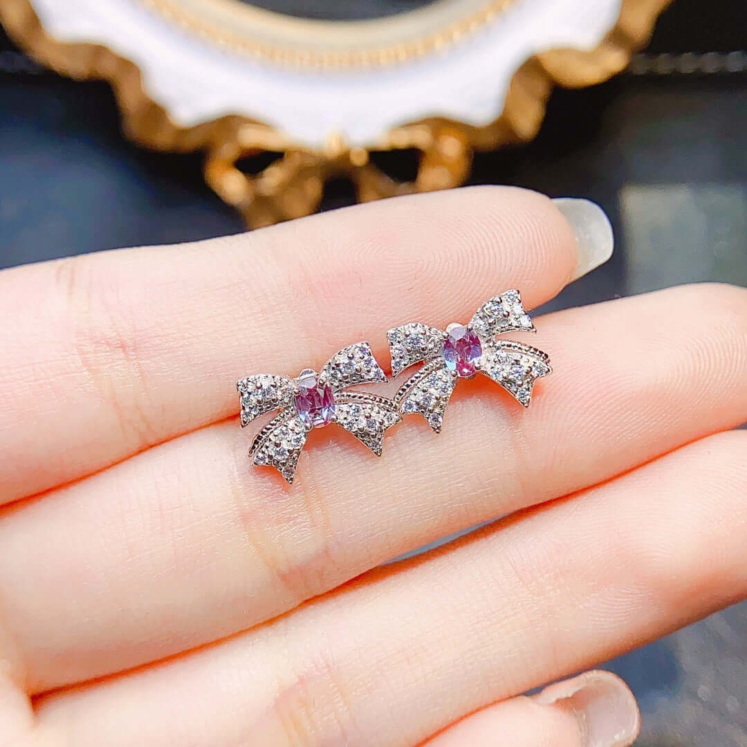 Elegant Bowknot Crystal Stud Earrings for Women | NS2418 | Perfect for Parties, Weddings & Daily Wear