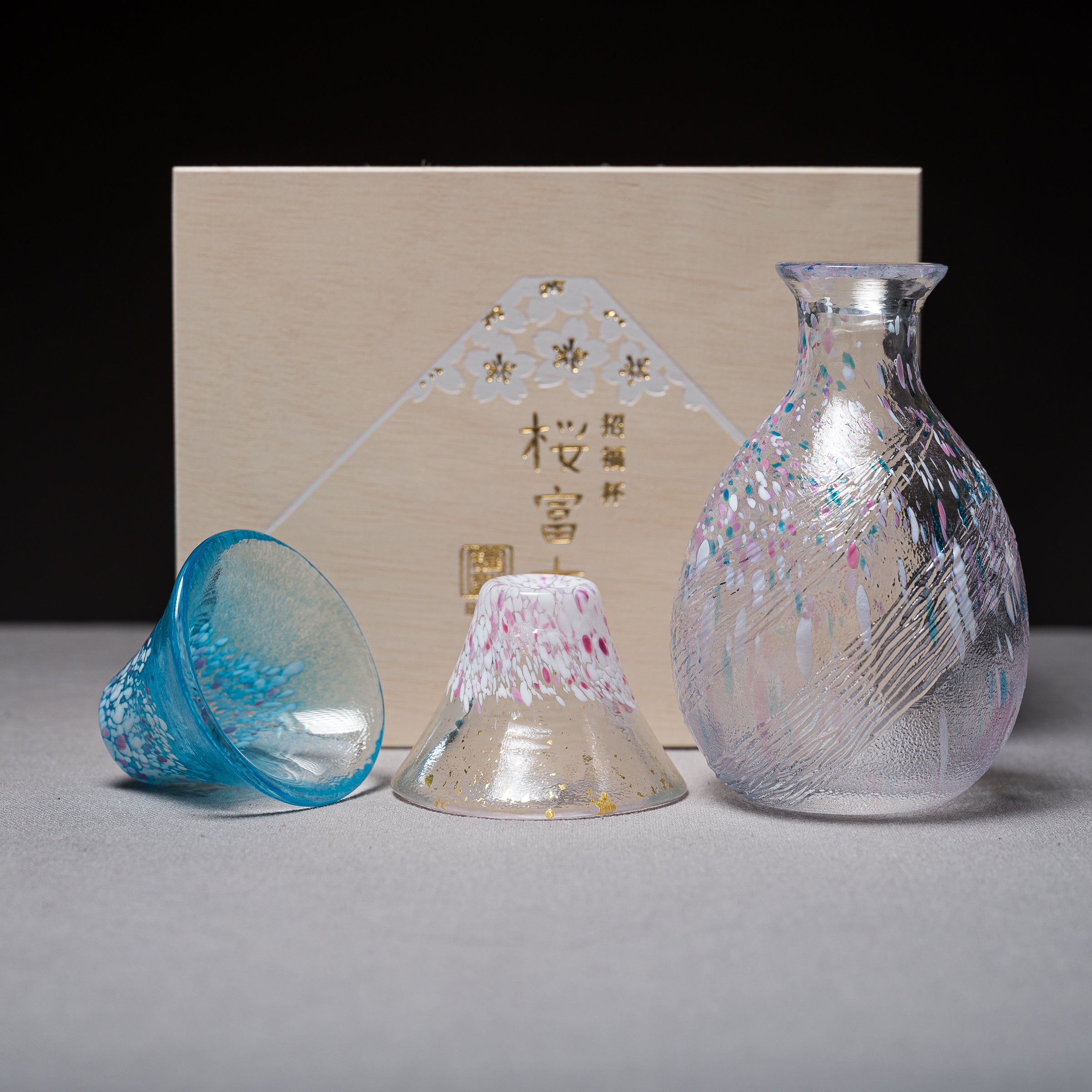Premium Sakura Fuji Sake Set - Traditional Japanese Ceramic Sake Jug with 2 Matching Cups - Perfect for Japanese Dining, Gift Giving & Home Decor
