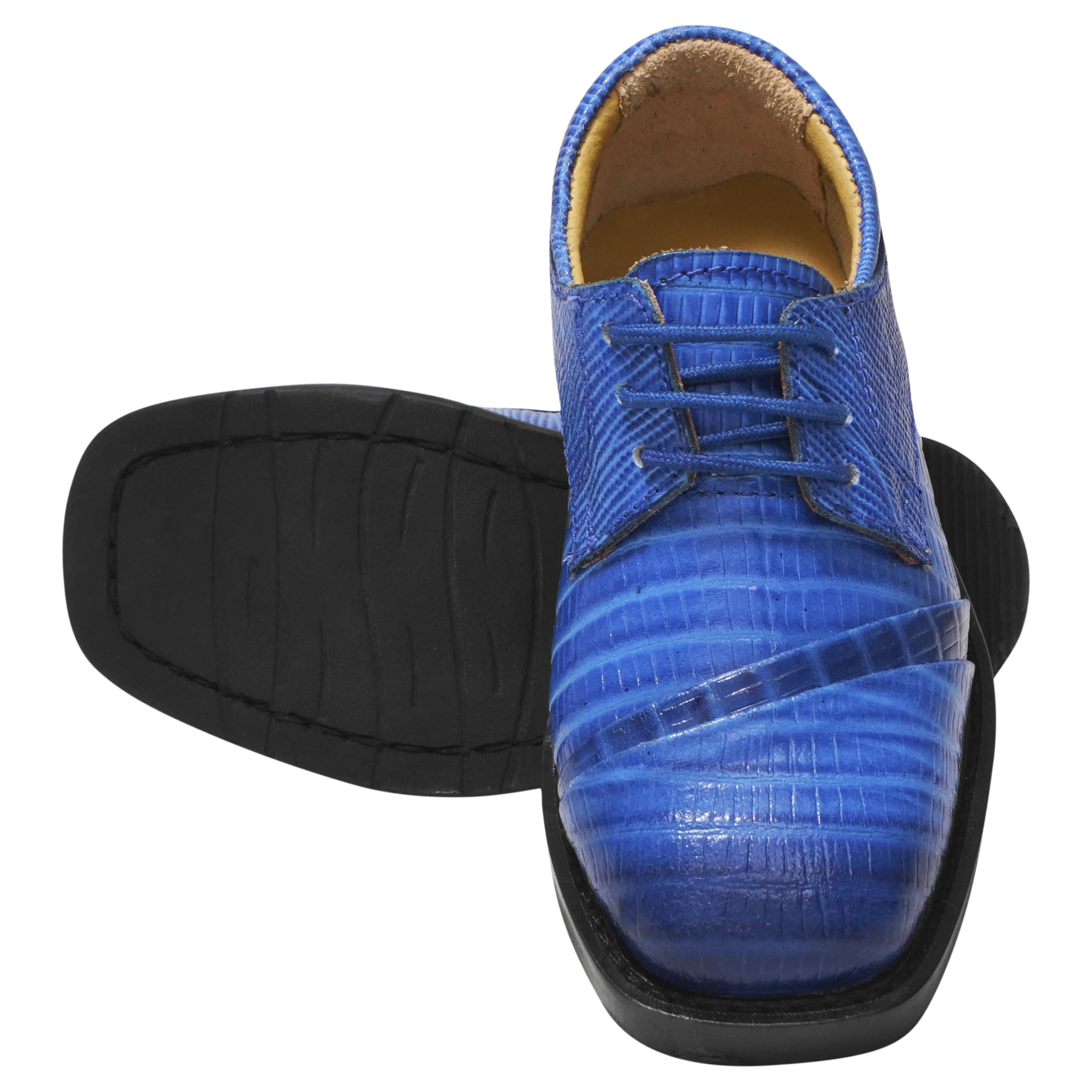 LIBERTYZENO Boys Animal Print Genuine Leather Oxford Dress Shoes - Toddler Lace-Up Formal Shoes for Kids, Easter Gift, School, Wedding & Special Occasions