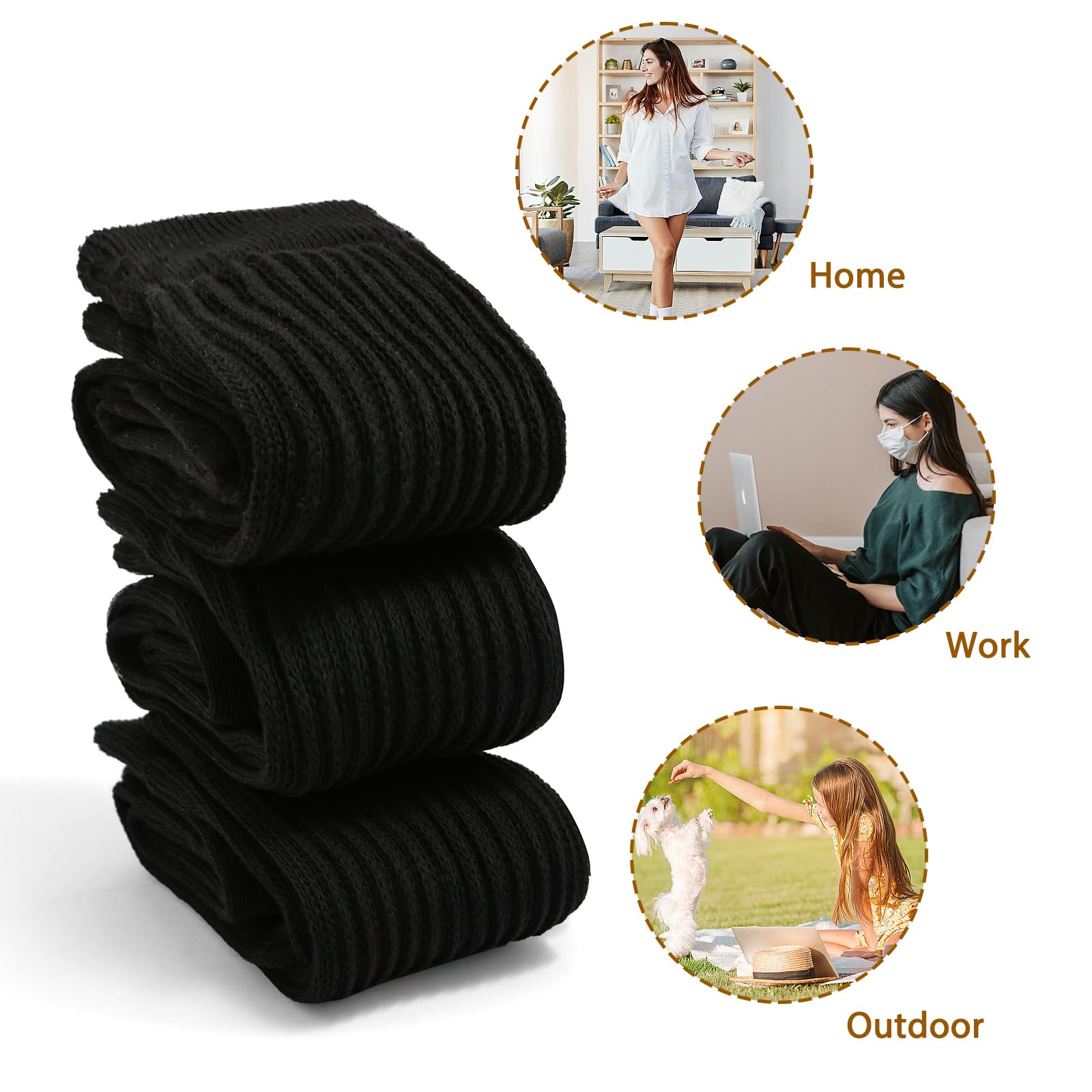 Women's Slouch Socks - 3 Pairs Long Knee High Scrunch Boot Socks for Women Size 5-11 | Thin & Comfortable Casual Socks for Spring & Summer | Perfect with Boots, Sneakers or Dresses