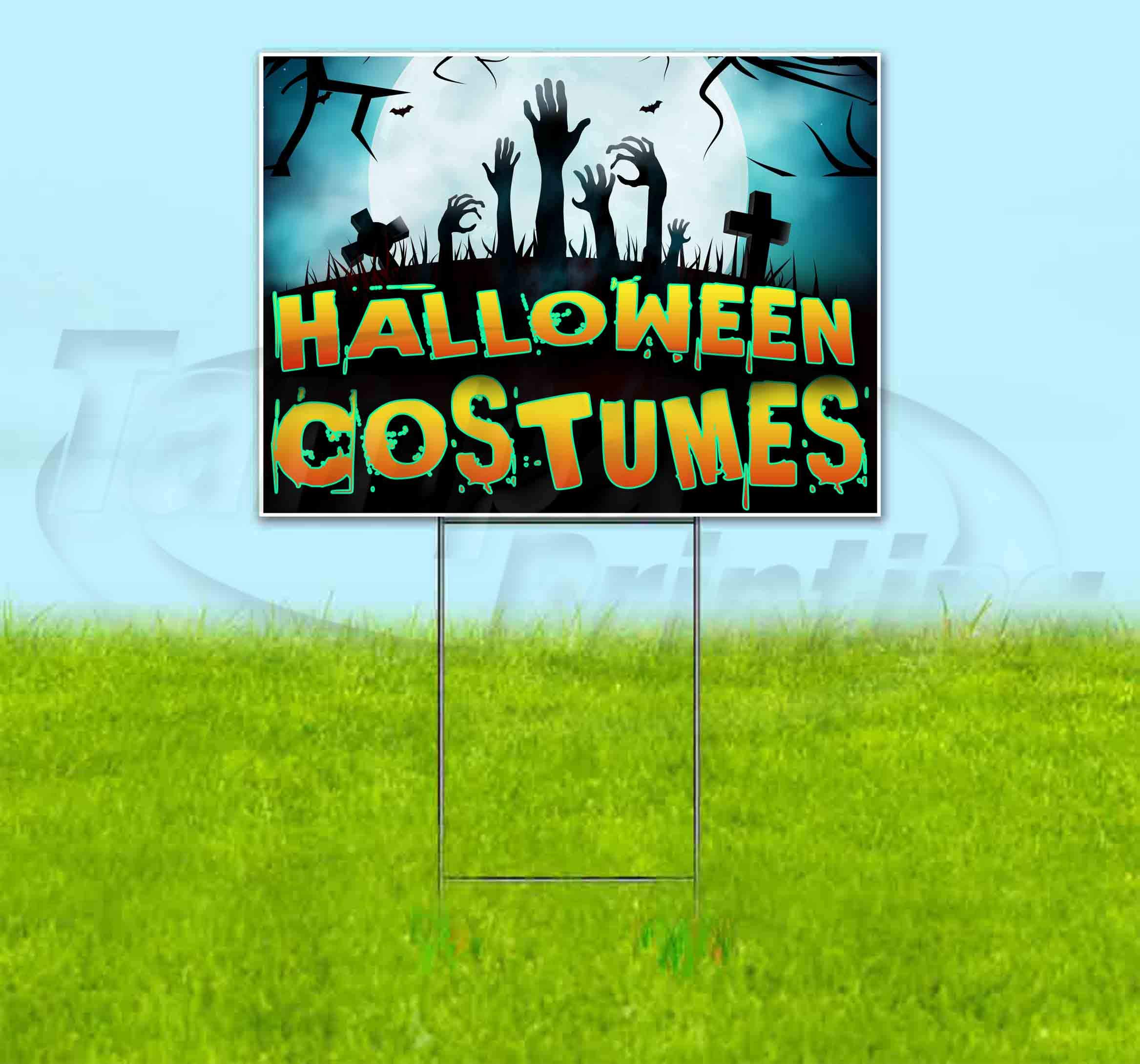 Halloween Graveyard Yard Sign 18x24 Inch - Spooky Outdoor Decoration with Metal Stake - Bulk Discounts & Multi-Packs - Perfect for Halloween Party Decor, Haunted House Props & Front Yard Displays