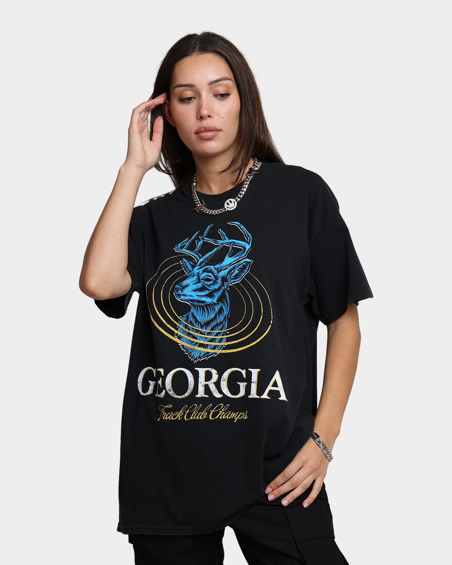 Vintage Georgia USA T-Shirt - Distressed Black Wash Style - Perfect for Casual Wear, Retro Fashion & Thrift Store Finds