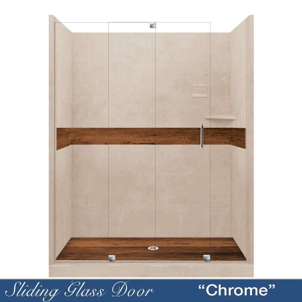 Lifeproof Burnt Oak Brown Sugar 60-Inch Alcove Stone Shower Enclosure Kit - Waterproof Bathroom Upgrade for Modern Homes