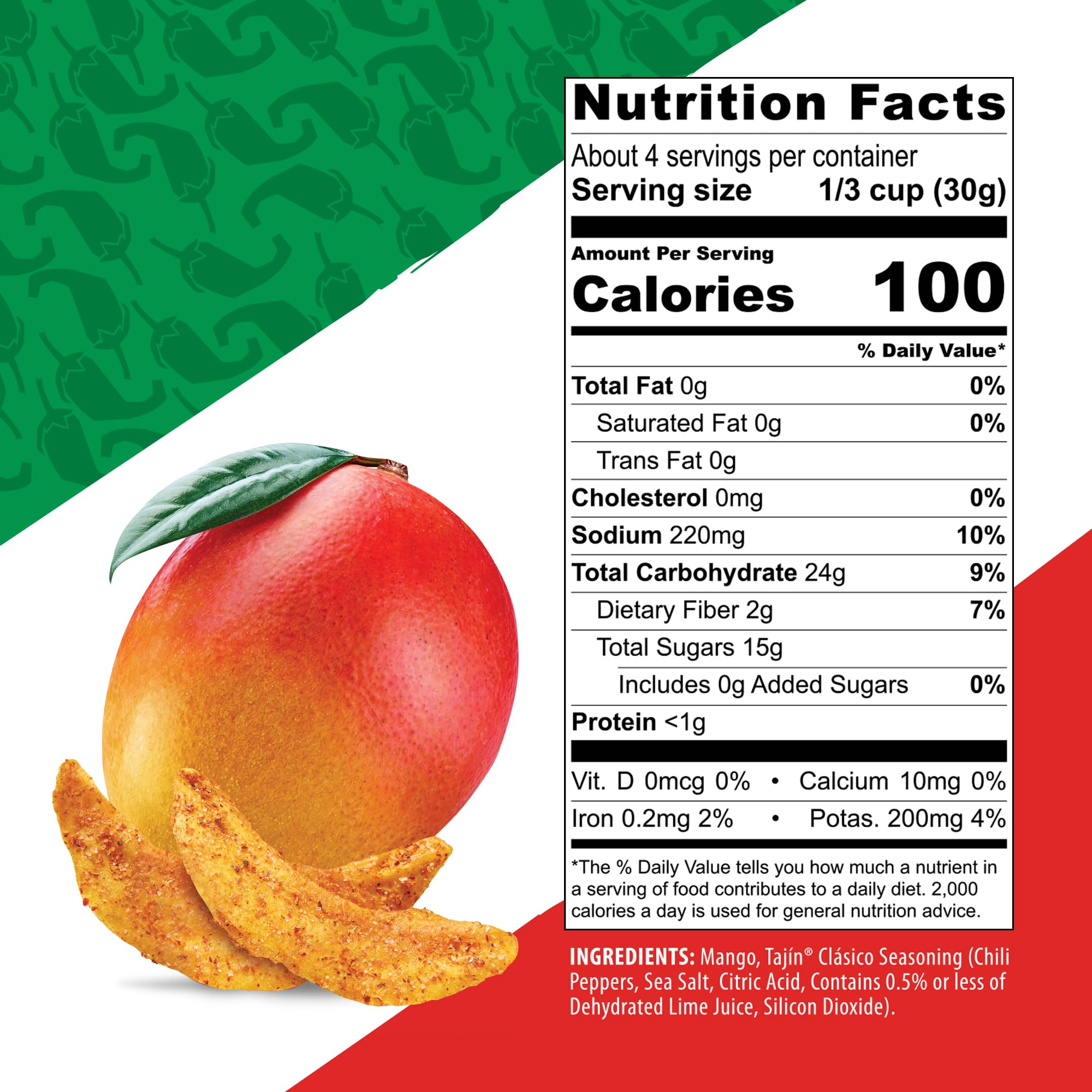 Nutrissimo Dried Mango with Tajin Seasoning - No Sugar Added, Gluten-Free, Vegan Fruit Snacks - 4oz (12 Pack) | Healthy On-the-Go Snack for Work, School & Travel