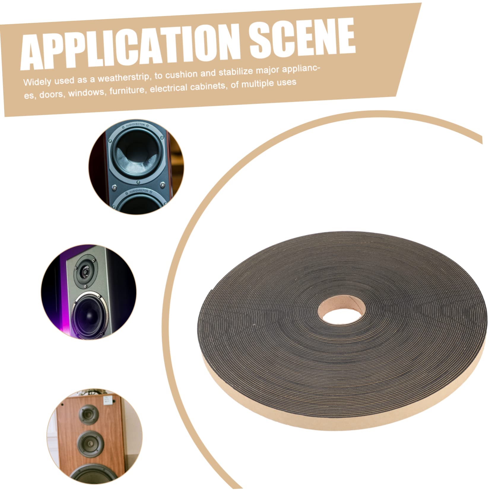 PartyKindom 1 Roll Speaker Shockproof Cotton Door Seal - Weatherproof Door Weather Stripping for Interior Doors, Windows & Cars - Double-Sided Adhesive Foam Tape, Sponge Pad for Soundproofing & Insulation - Perfect for Home, Office & Vehicle Weatherproofing