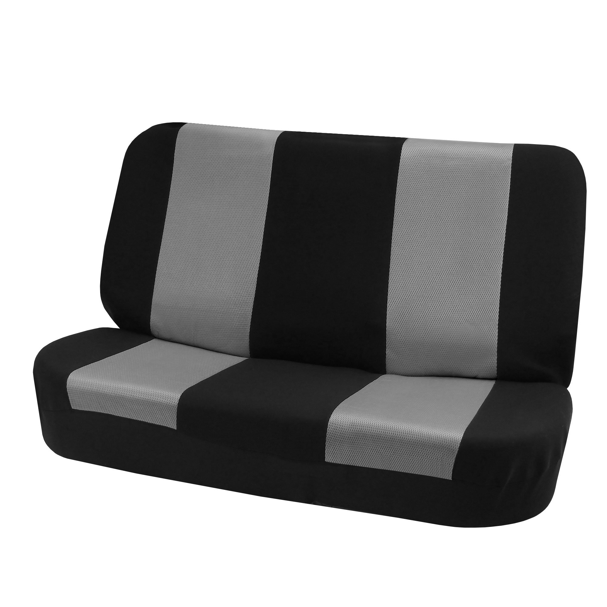 FH Group Universal Gray Cloth Bench Seat Cover - Classic Solid Car Seat Protector for Dogs & Kids | Durable Rear Seat Covers for SUV, Sedan, Van | Perfect for Family Road Trips & Pet Protection