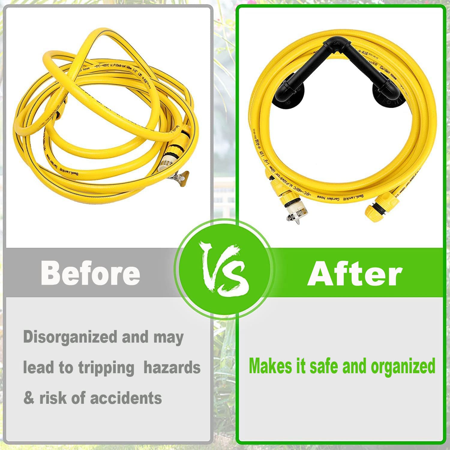 Heavy Duty Wall Mount Garden Hose Holder - Outdoor Metal Hose Hanger Organizer for 5/8 Inch Hose (Up to 150 ft), Ropes & Hydraulic Hoses - Perfect for Yard, Garage & Garden Watering Systems