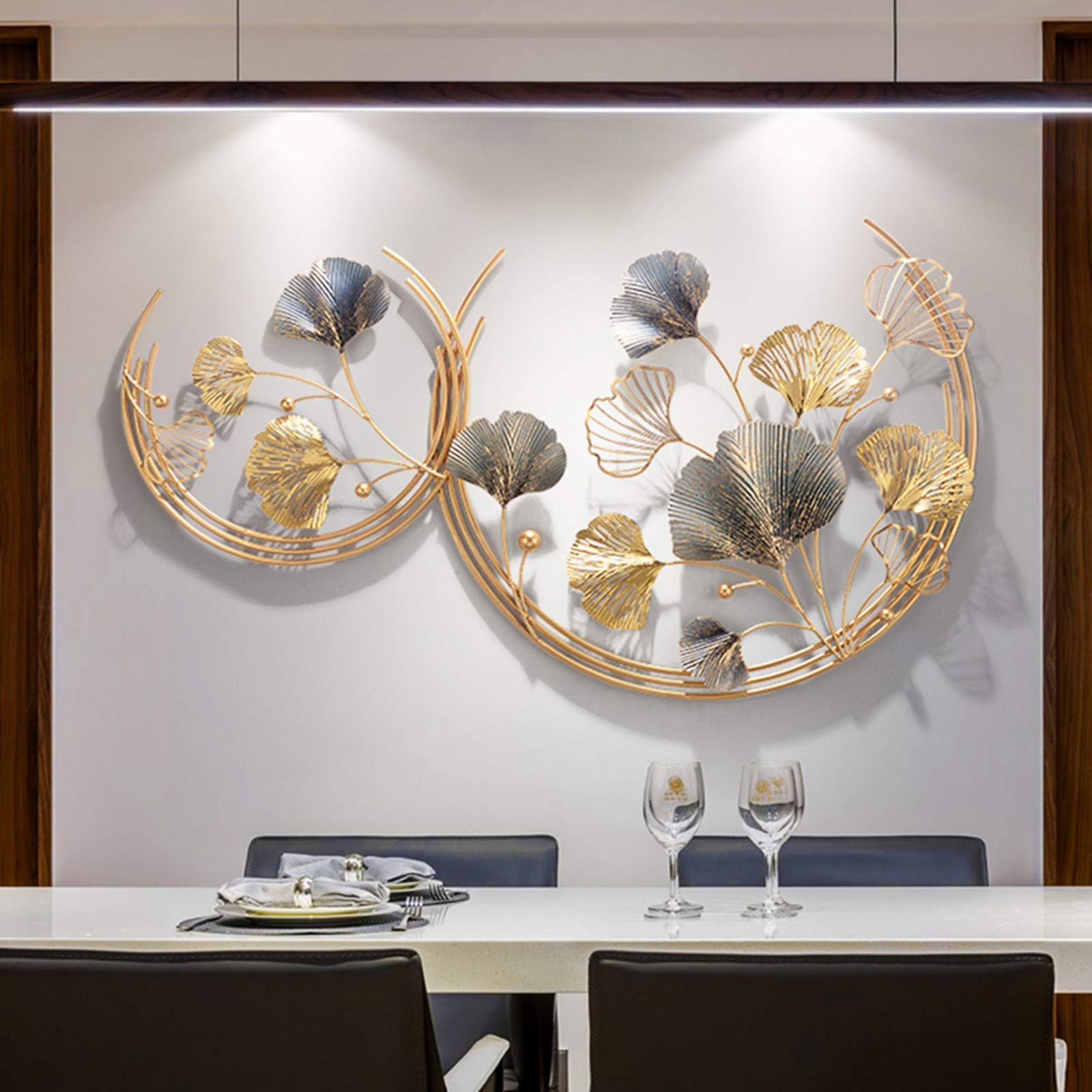Large Metal Ginkgo Leaf Wall Art - Modern Gold Wall Decor for Living Room, Bedroom & Office - 43