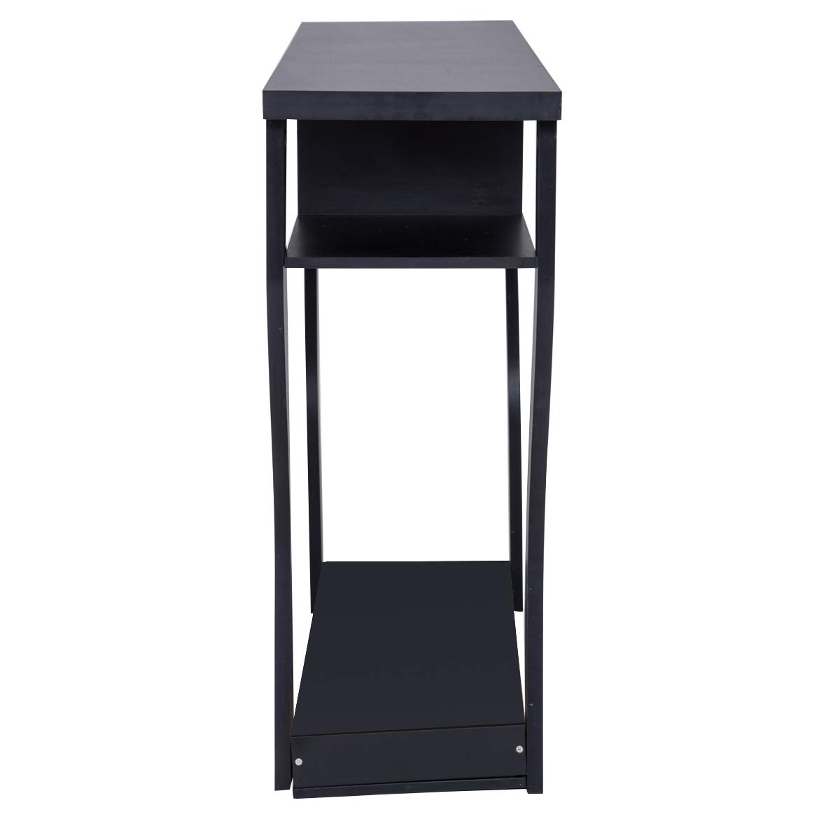 Giantex Narrow Console Table with Storage Drawer & Shelf - Entryway Hall Table, Sofa Side Table for Small Spaces - Black Home Office & Living Room Furniture for Modern Decor