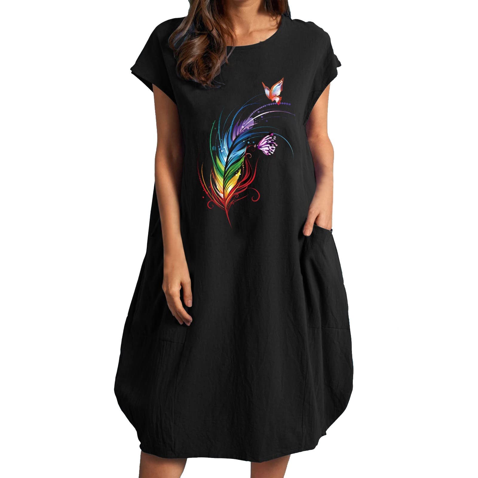 Women's Summer Dresses - Flowy Tie Back Long Sleeve Beach Dress with Lantern Sleeves | Casual Boho Maxi Dress for Vacations, Beach Parties & Outdoor Events