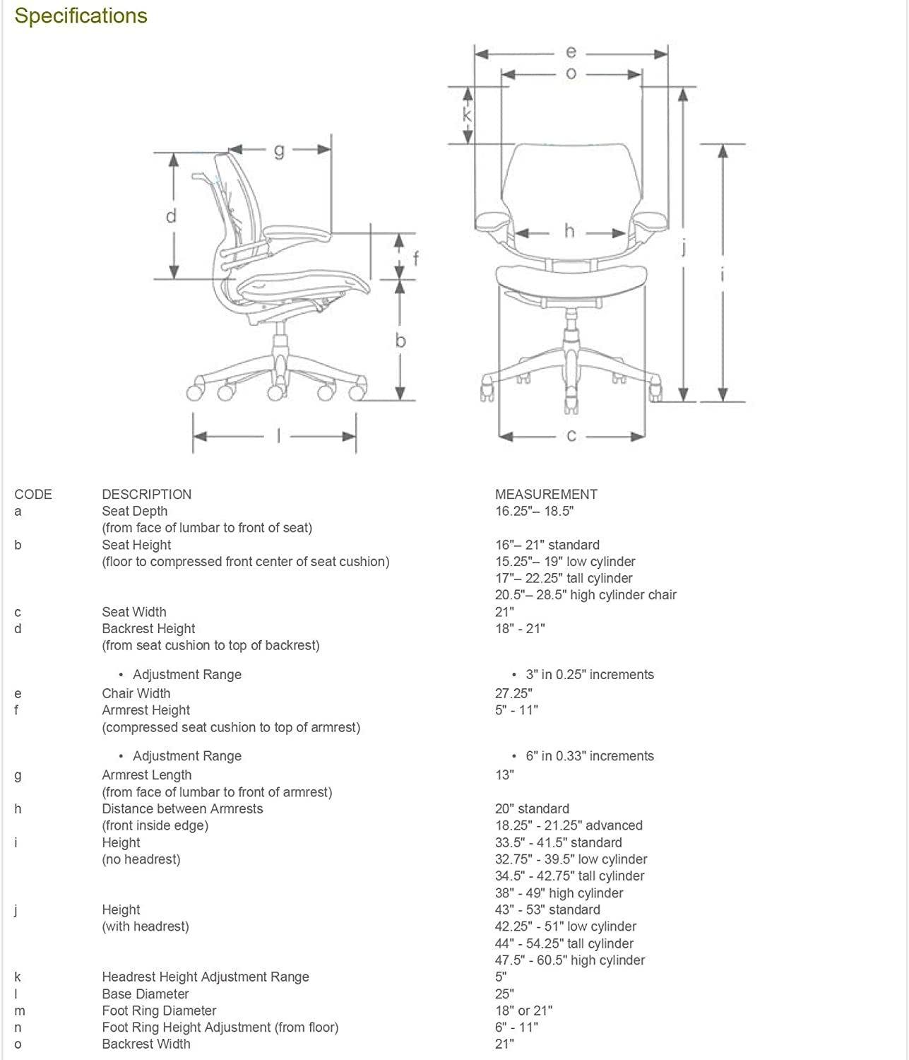 Humanscale Freedom Ergonomic Office Chair - Adjustable Arms & Wheels for Hard Floors - Perfect for Home & Office Workspaces
