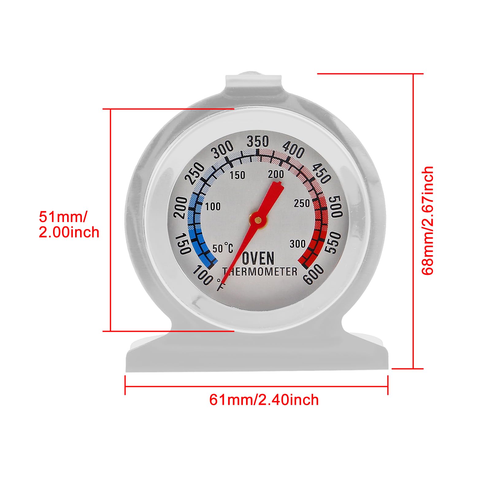 2 Pack Stainless Steel Oven Thermometer - Instant Read Digital Cooking Thermometer for Grilling, Baking, BBQ (50-300°C/100-600°F) - Perfect for Kitchen, Outdoor Cooking & Meat Temperature Monitoring