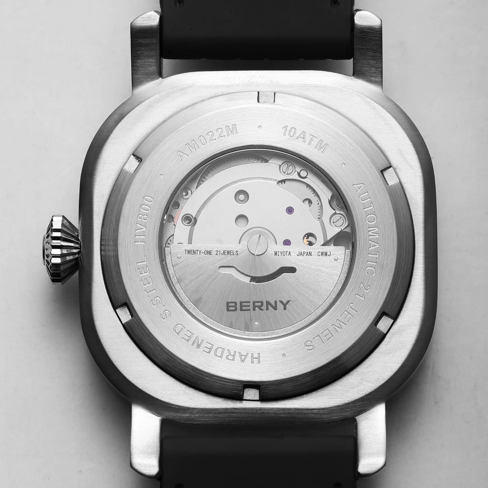 BERNY Men's Japanese Automatic Self-Winding Mechanical Watch - 10ATM Waterproof, Sapphire Crystal Scratch Resistant, Super Luminous with Date Display (No Battery Needed) - Perfect for Business, Casual Wear & Outdoor Activities