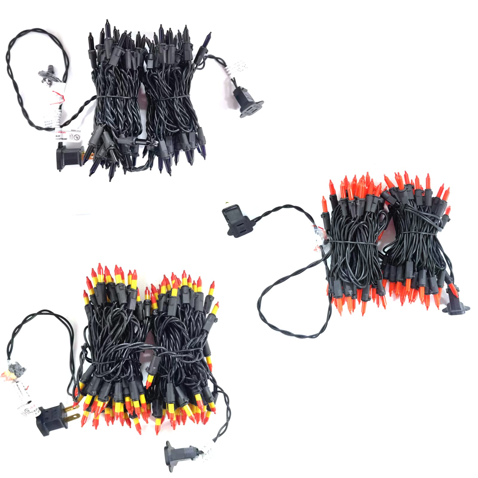 Halloween Mini String Lights - 300 LED Orange Purple Yellow Fairy Lights for Indoor Outdoor Decorations (3 Sets, 24ft Black Wire) - Perfect for Halloween Party, Christmas Tree, Garden, Patio & Home Decoration