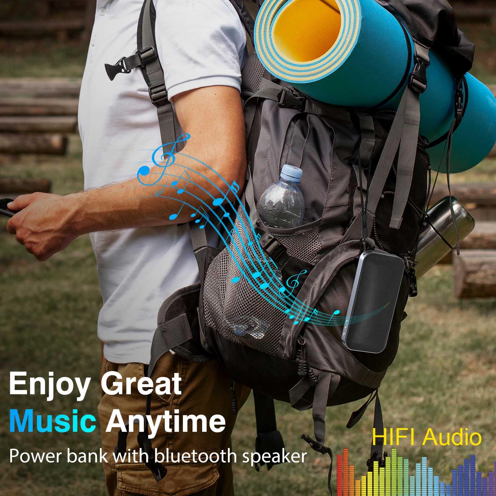 AFK 22.5W Fast Charging Power Bank with Bluetooth Speaker - Portable Charger with Dual USB Outputs for iPhone, Android & More - Perfect for Travel, Camping & Outdoor Adventures