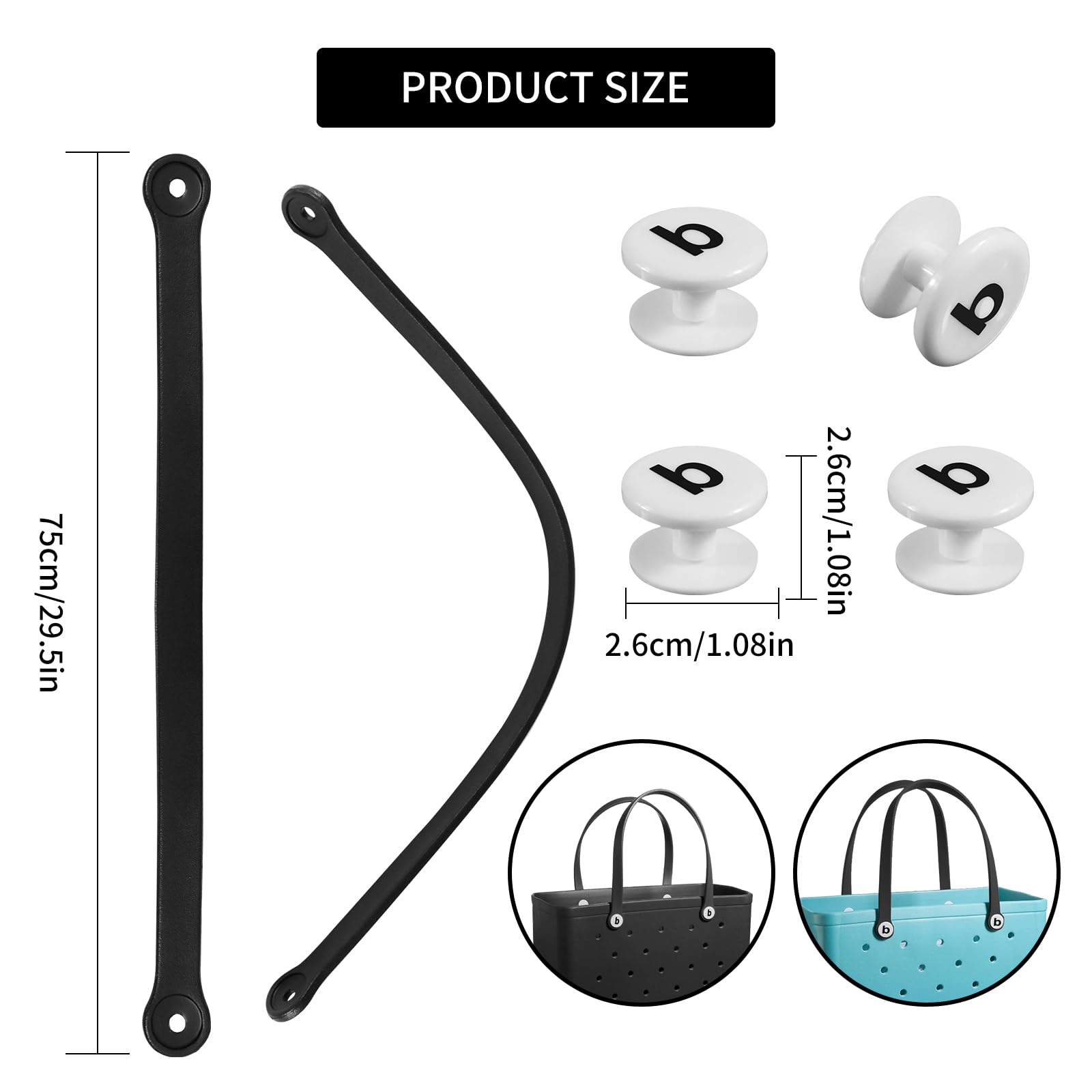 Replacement Bag Straps for Tote & Beach Bags - Durable EVA & Rubber Handle Strap Repair Kit (Black) | Perfect for Beach Trips, Grocery Shopping & Everyday Carry