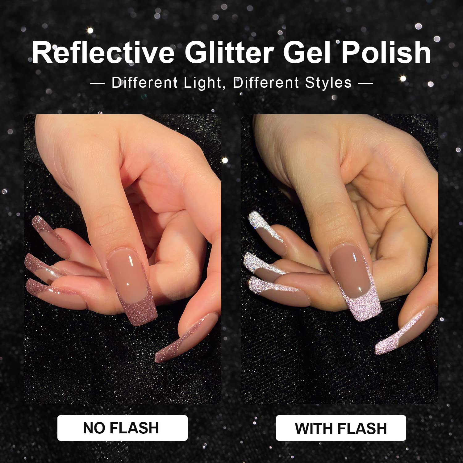 GAOY Reflective Glitter Gel Nail Polish Set - 6 Colors (Pink, Red, Silver, Holographic) UV LED Soak Off Polish Kit for Home DIY & Salon Manicure | Perfect for Parties, Weddings & Nail Art Designs