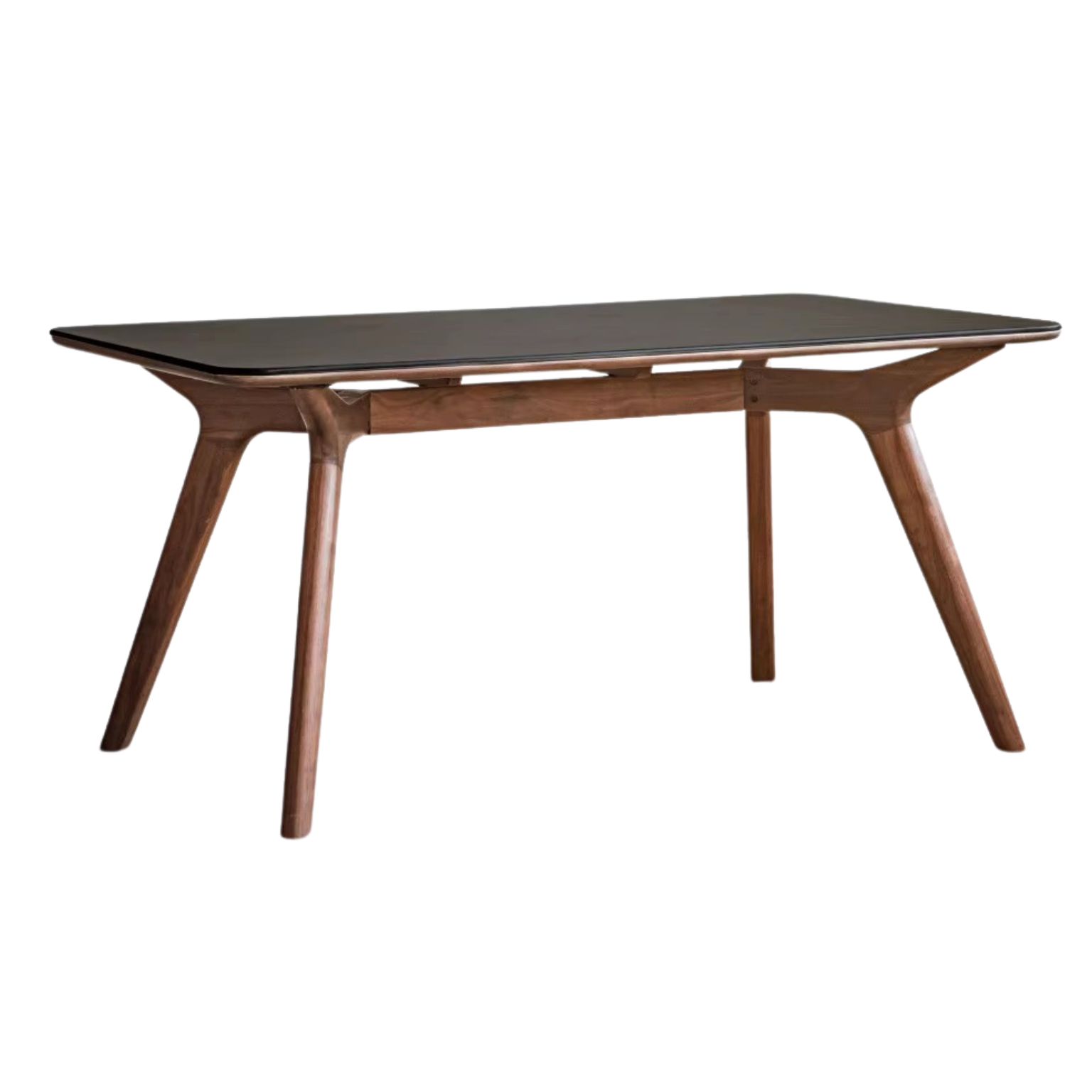 62.9x33.4x29.9 inch / 160x85x76 cm / Rich Dark Walnut color / Rock board dining table