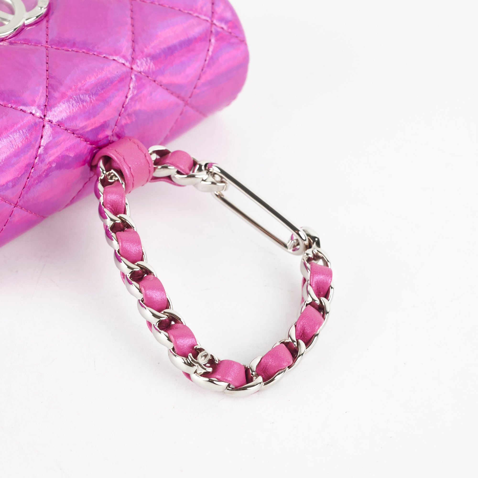 Chanel Neon Pink Leather Card Holder with Keychain - Stylish Wallet for Women, Perfect for Everyday Use & Travel Accessories