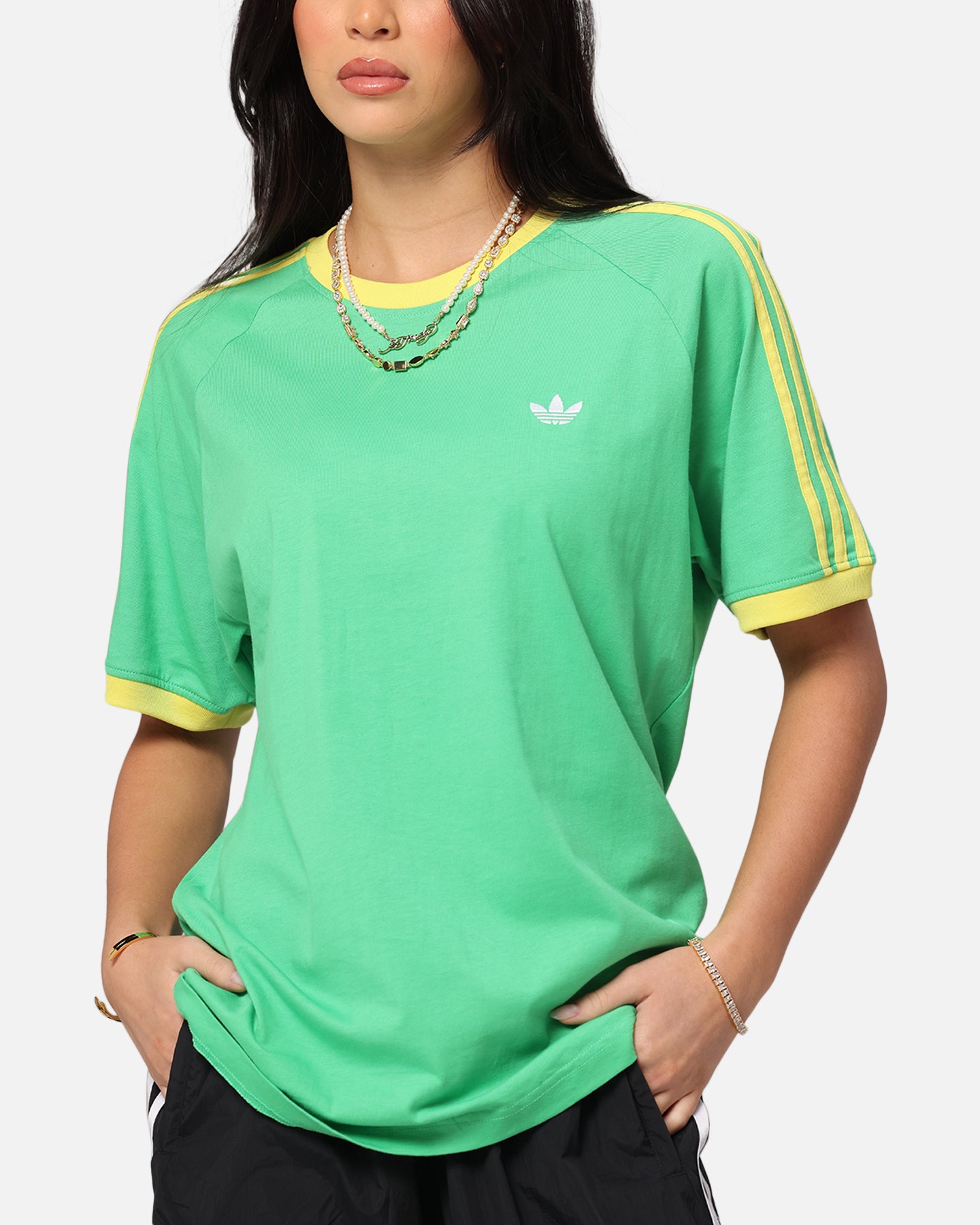 Adidas Monogram Cali T-Shirt for Men - Green Cotton Short Sleeve Tee - Casual Streetwear & Gym Wear