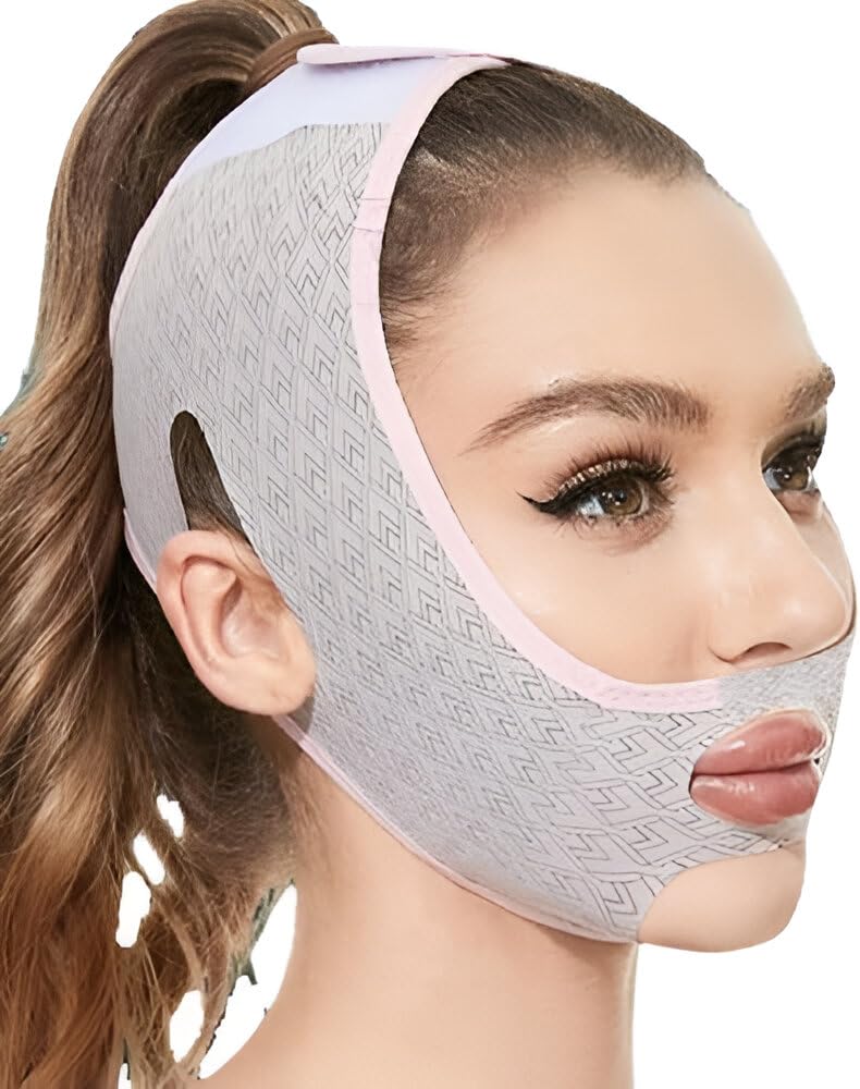Reusable V-Line Lifting Face Mask - Contouring Sleeping Chin Strap for Double Chin Reduction & Jawline Definition | Slimming Face Band for Nighttime Use, Beauty Sleep & Facial Firming