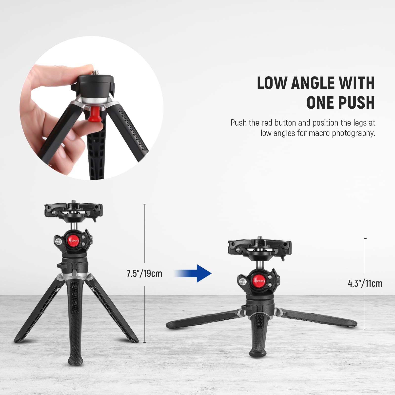 NEEWER TS006 Mini Desktop Tripod Stand - Compact Lightweight Aluminum Alloy Camera Tripod for DSLR Cameras, Smartphones, Webcams, and Vlogging - Perfect for Home Office, YouTube Streaming, Travel Photography & Video Shooting