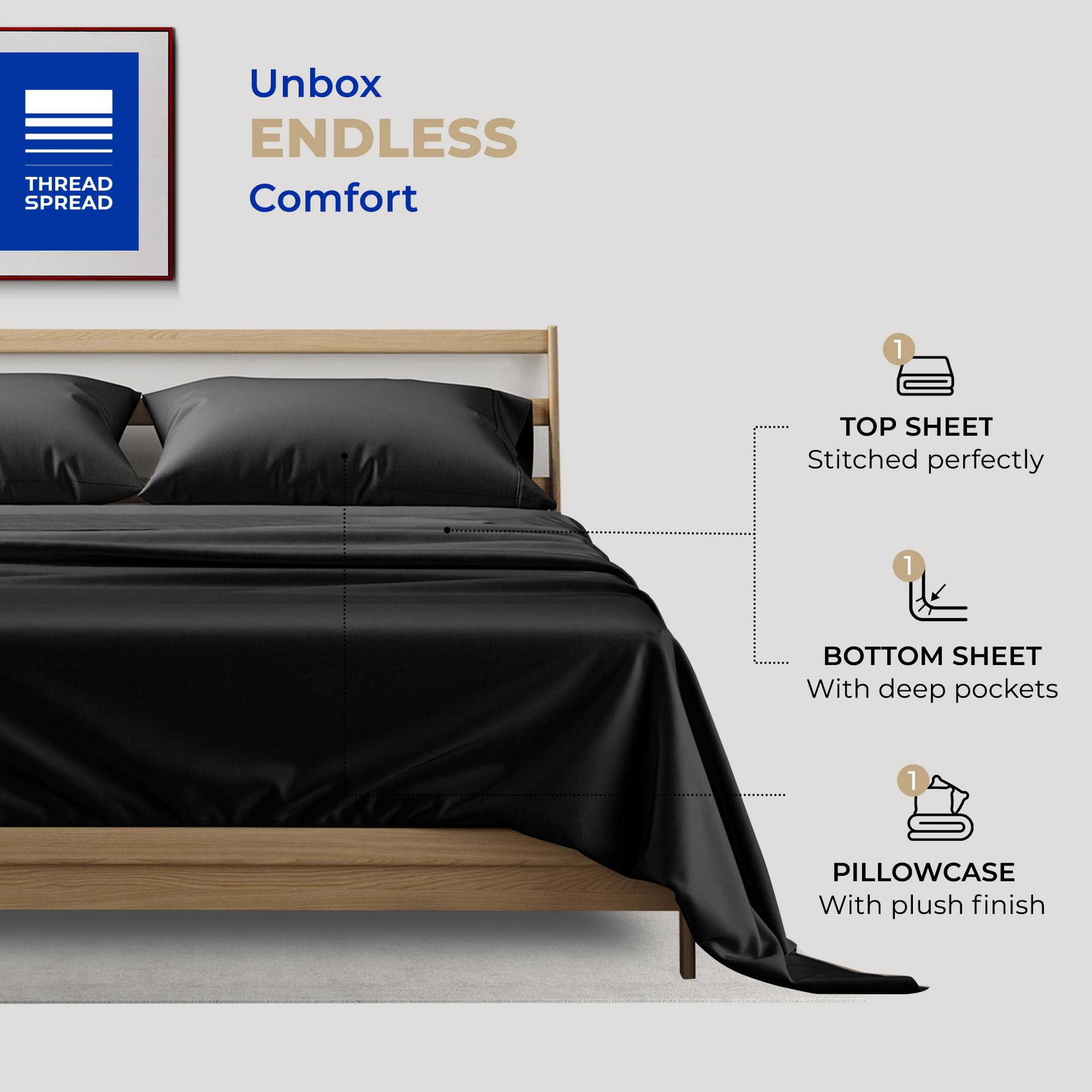 Premium 400 Thread Count 100% Cotton Twin XL Sheet Set - 3 PC Cooling Bed Sheets with 16