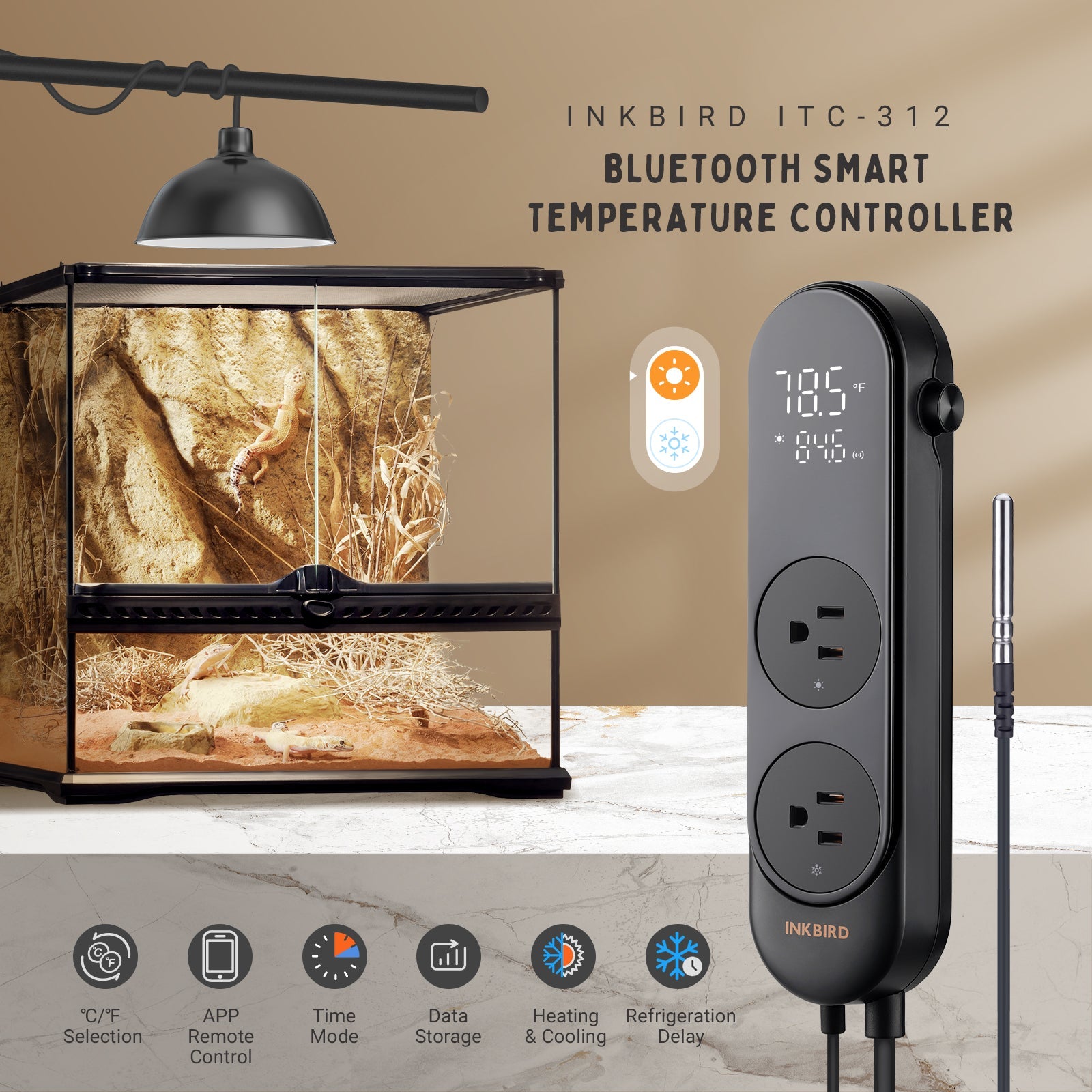 ITC-312 Digital Temperature Controller - Precise Thermostat for Home Brewing, Aquariums & Reptile Tanks | Easy-to-Use PID Control for DIY Projects & Scientific Experiments