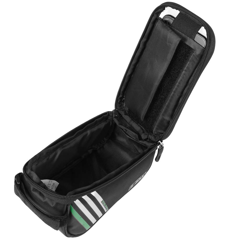 Waterproof Bike Frame Bag - Cycling Handlebar Top Tube Phone Pouch for iPhone 16/15/14/13/12/11 Pro Max, Samsung Galaxy, Google Pixel - Perfect for Mountain Biking & Commuting (Black)