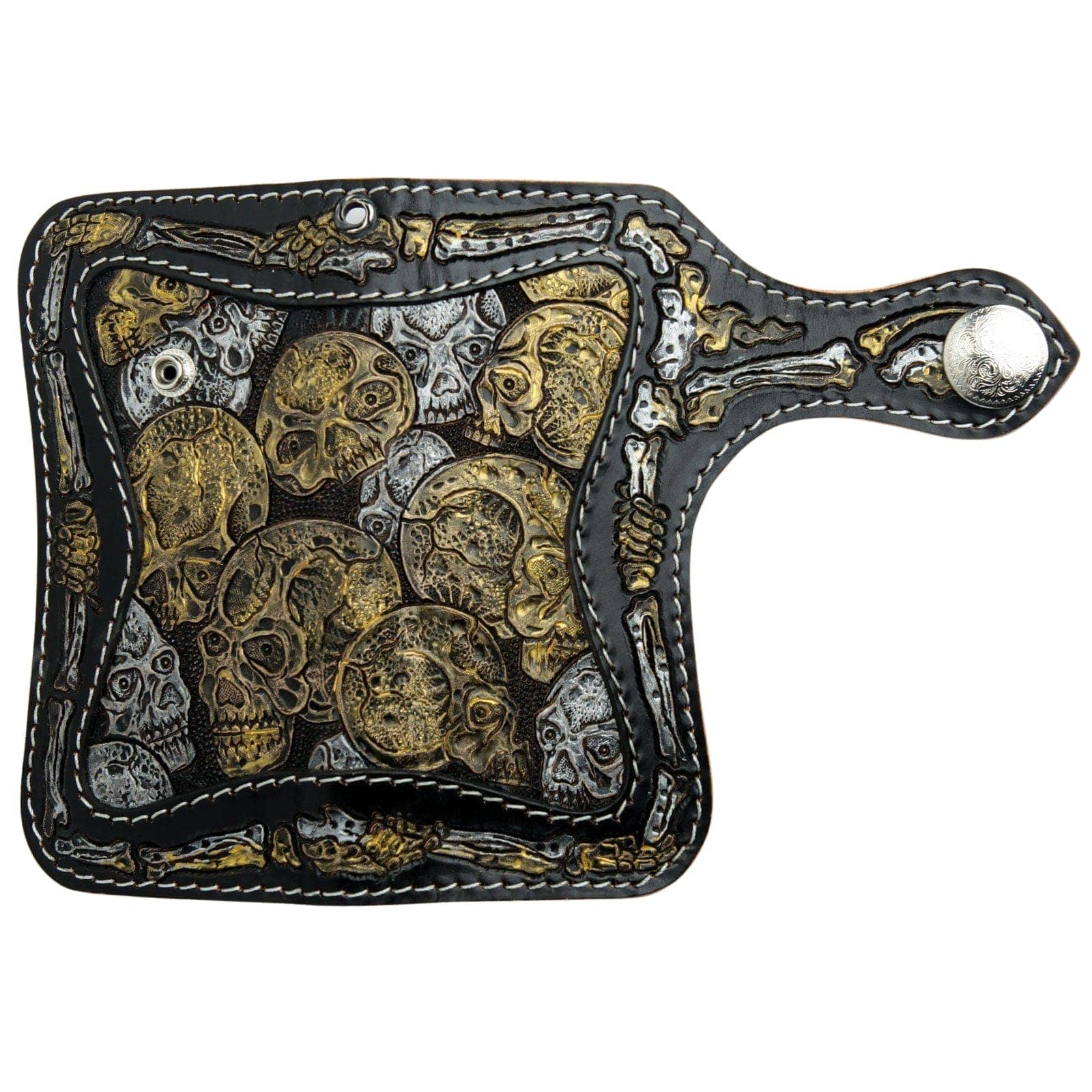 Genuine Leather Biker Wallet with Skull Design - Stylish & Durable Men's Wallet for Motorcycle Riders - Perfect for Everyday Use, Travel & Gift Giving
