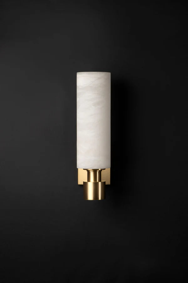 Elegant Ashton Alabaster Wall Sconce - Modern Plug-in Light Fixture for Bedroom, Hallway & Living Room Decor