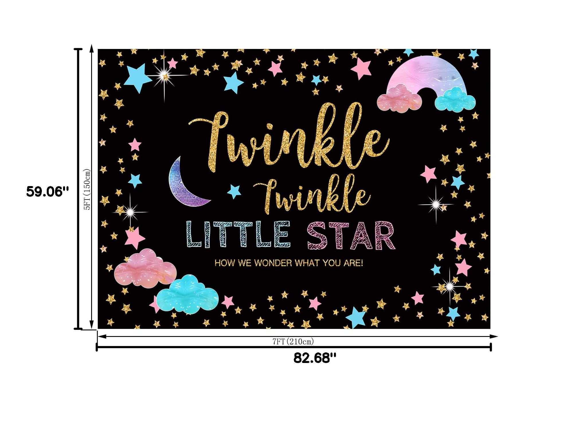 7x5FT Twinkle Star Gender Reveal Backdrop - Pink & Blue Cloud Moon Design for Baby Shower, Neutral Nursery Decor (CEM156B) | Perfect for Gender Reveal Parties, Baby Showers & Nursery Wall Decorations