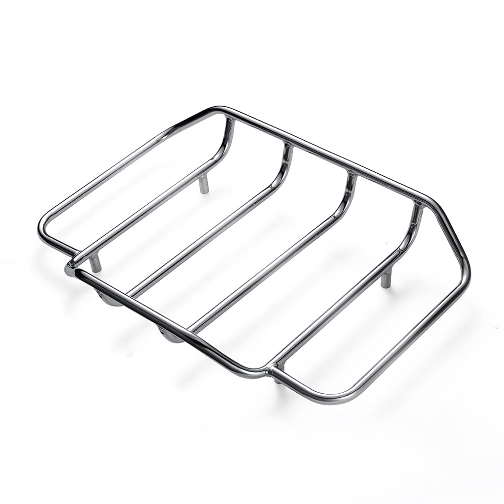 Harley Hard Tour Pack Luggage Rack - Chrome Top Rack for Air Wing Tour Pack & Moto Onfire Hard Tour Pack Trunk - Motorcycle Suitcase Carrier for Travel & Road Trips