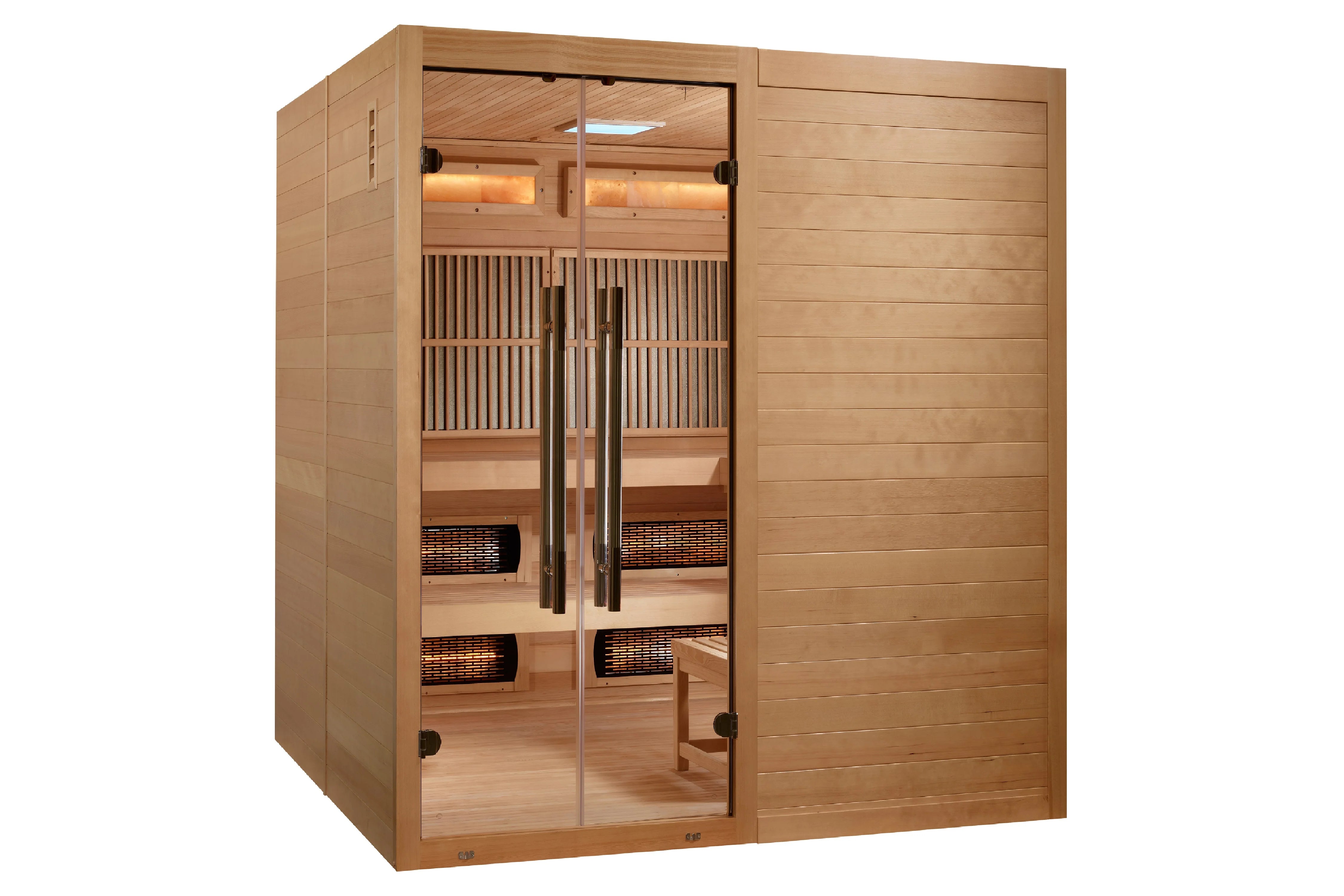 Golden Designs 2025 Toledo 6-Person Indoor Hybrid Sauna with Carbon Heaters - Home Spa Relaxation & Detox for Family Wellness