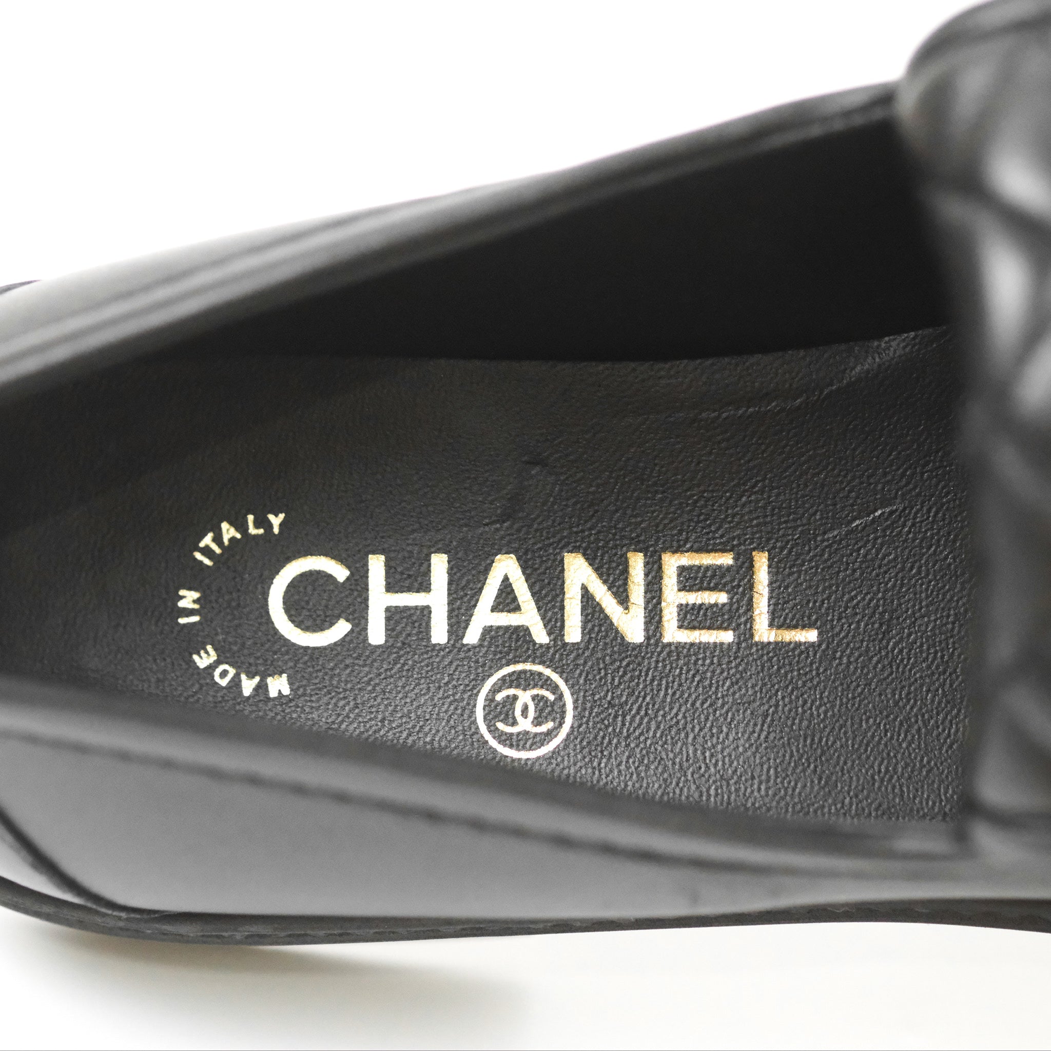 Chanel CC Turnlock Loafers - Quilted Black Calfskin Leather Shoes with Gold Hardware - Women's Size 37.5 (US 7) - Luxury Designer Flats for Work, Office & Formal Occasions