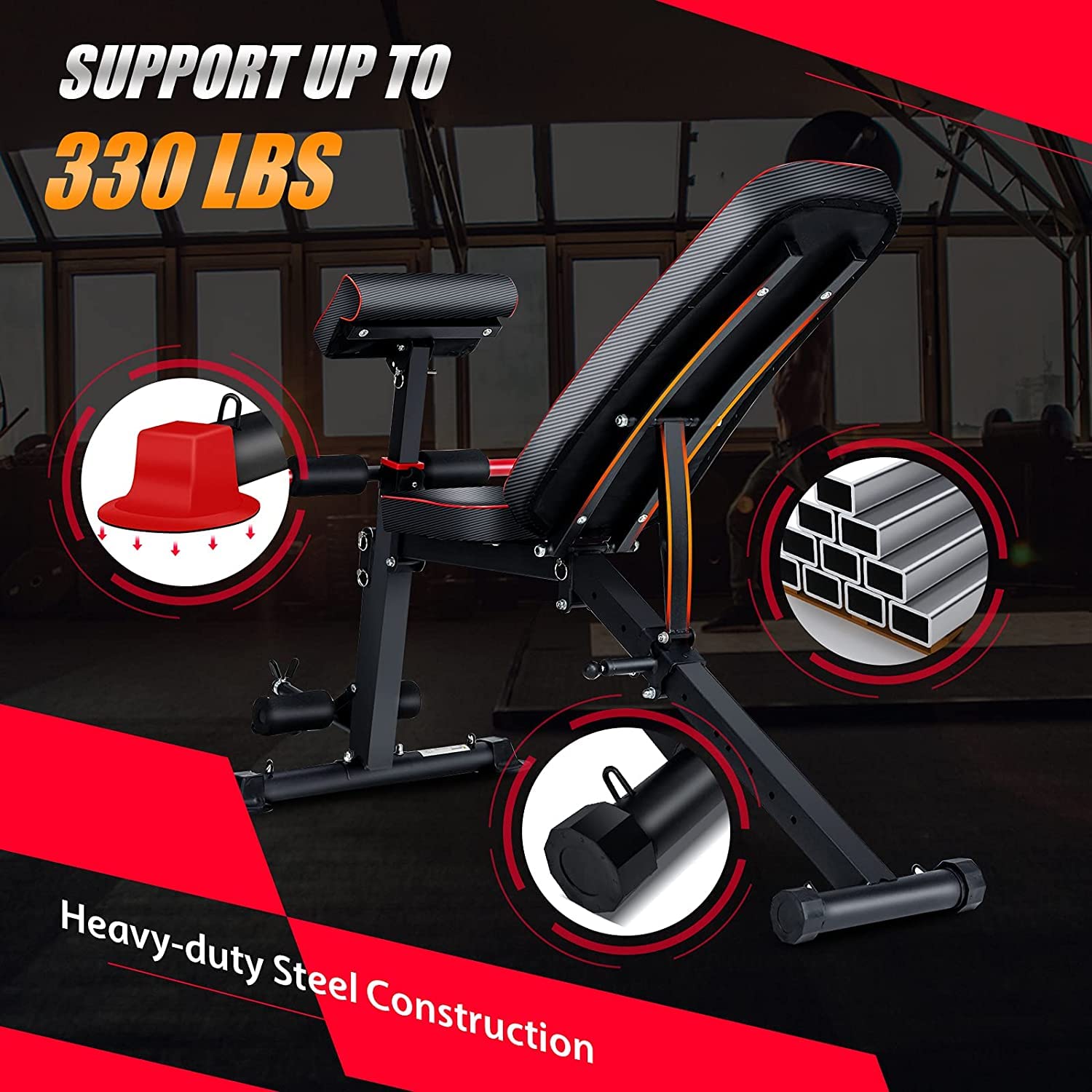 Adjustable Weight Bench for Home Gym - Multi-Function Preacher Curl Bench with Foldable Leg Extension & Curl Machine - 660LBS Weight Capacity - Perfect for Strength Training, Bodybuilding & Home Workouts