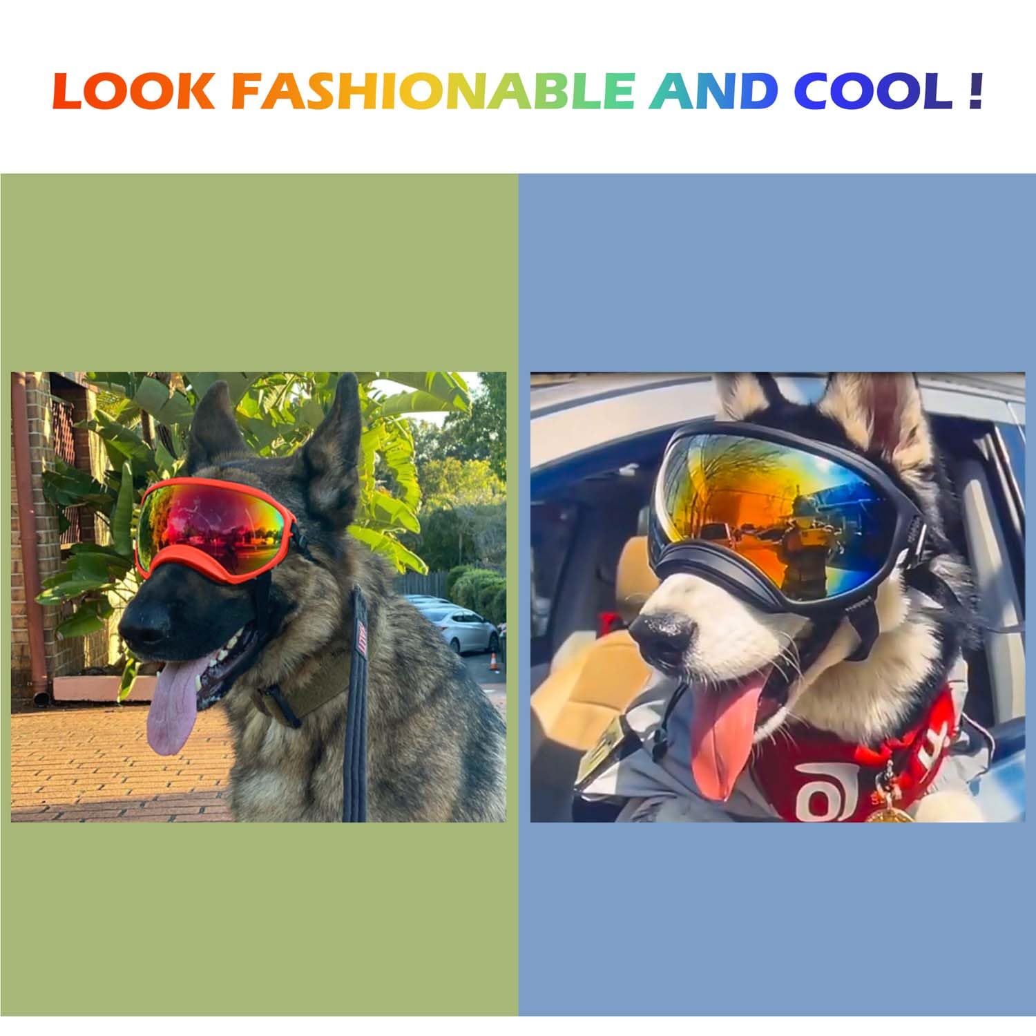 UV Protection Small Dog Sunglasses with Adjustable Strap - Windproof Puppy Sunglasses for Eye Protection - Soft Comfortable Dog Goggles for Outdoor Activities, Beach & Car Rides