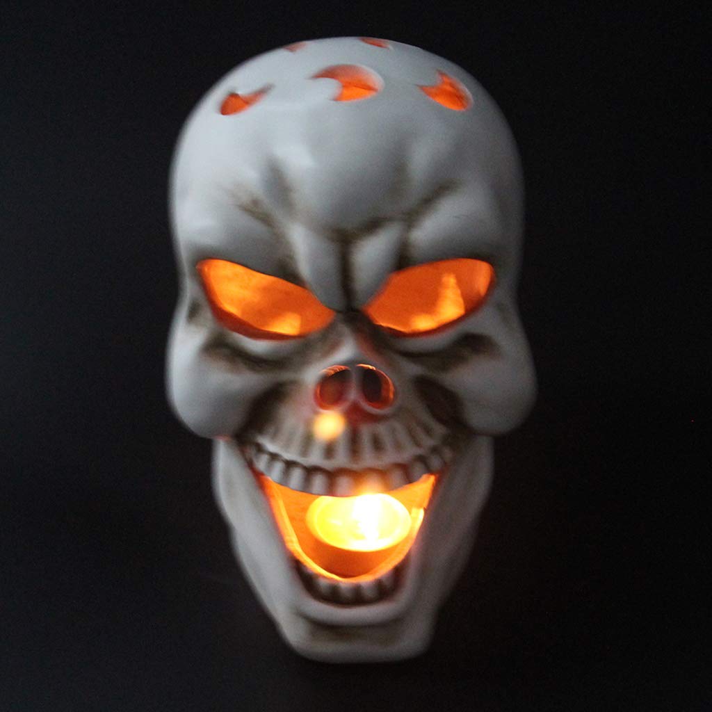 Resin Skull Tea Light Candle Holder - Halloween Decor, Gothic Home Decor, Spooky Party Supplies - Perfect for Halloween Parties, Home Decor, and Gothic Themed Events