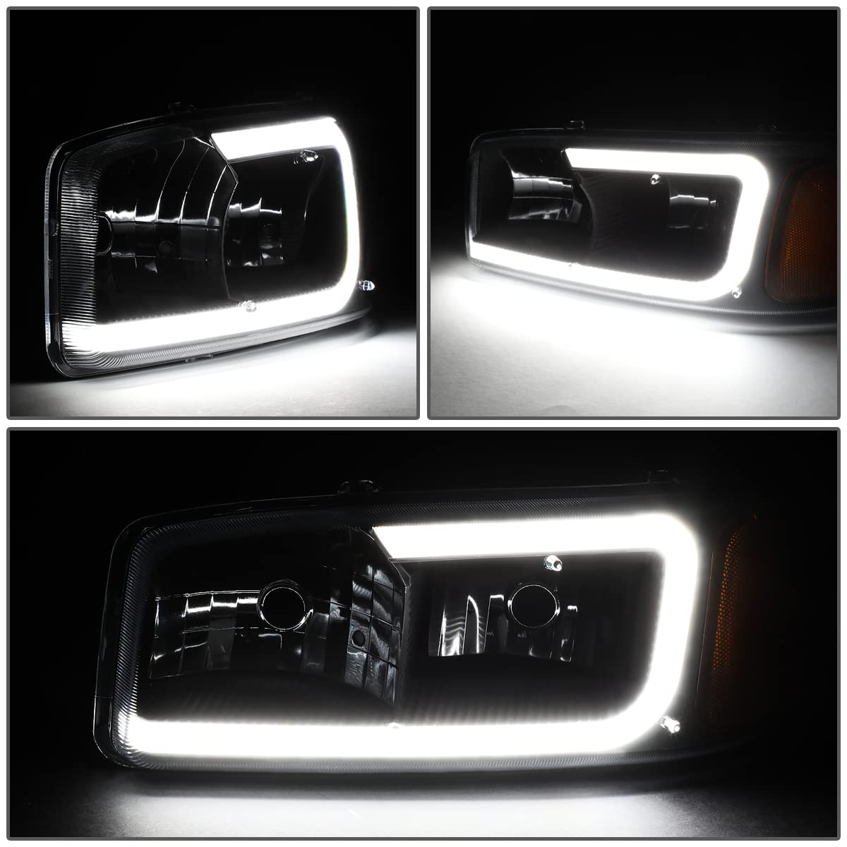 Auto Dynasty LED DRL Headlights for 1999-2007 GMC Sierra & Yukon XL - 4Pcs Set with Bumper Lamps - Perfect for Off-Road & Night Driving