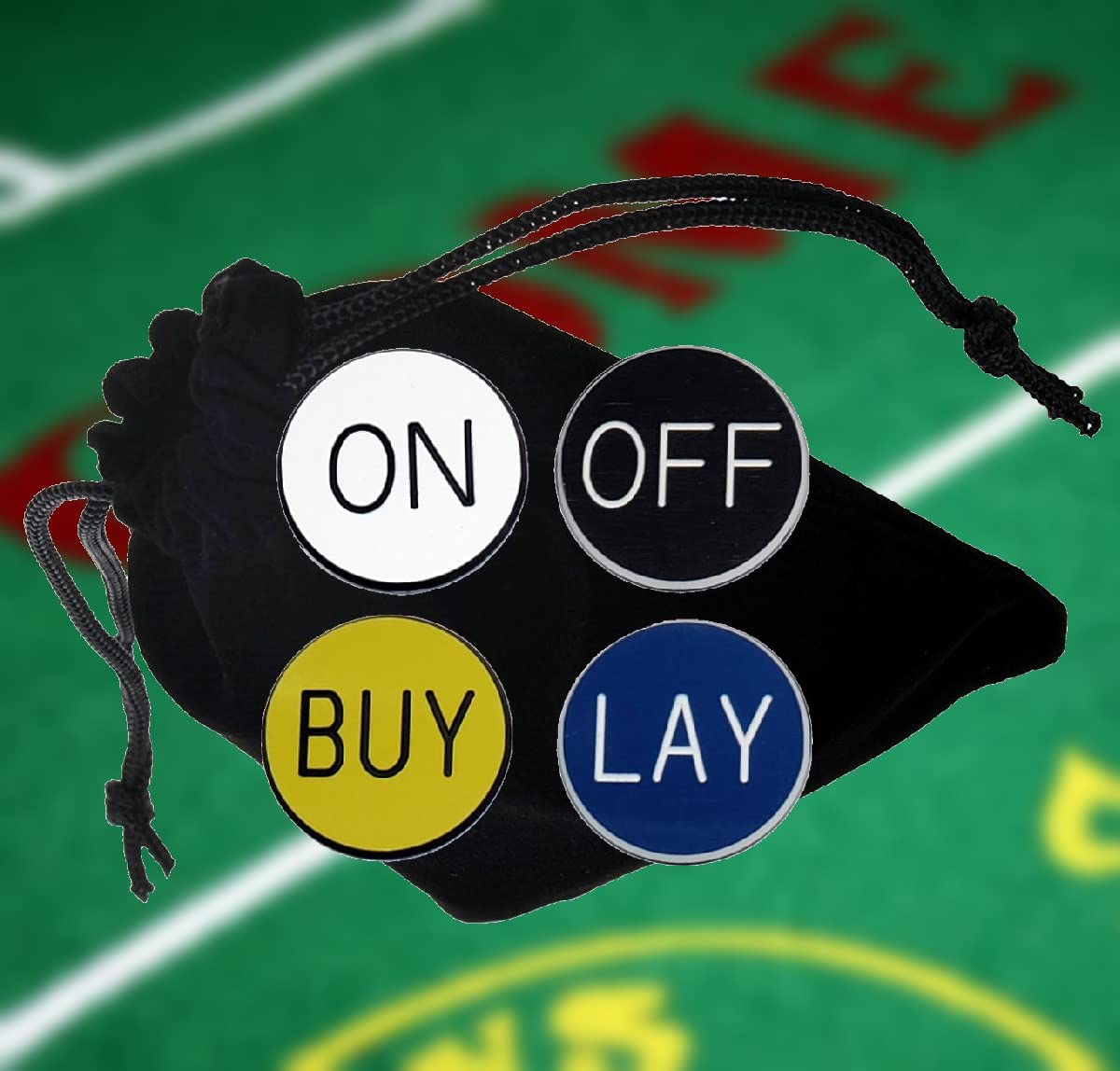 Premium On/Off & Buy/Lay Craps Lammer Buttons with Storage Pouch - Perfect for Casino Games, Home Poker Nights & Gambling Accessories