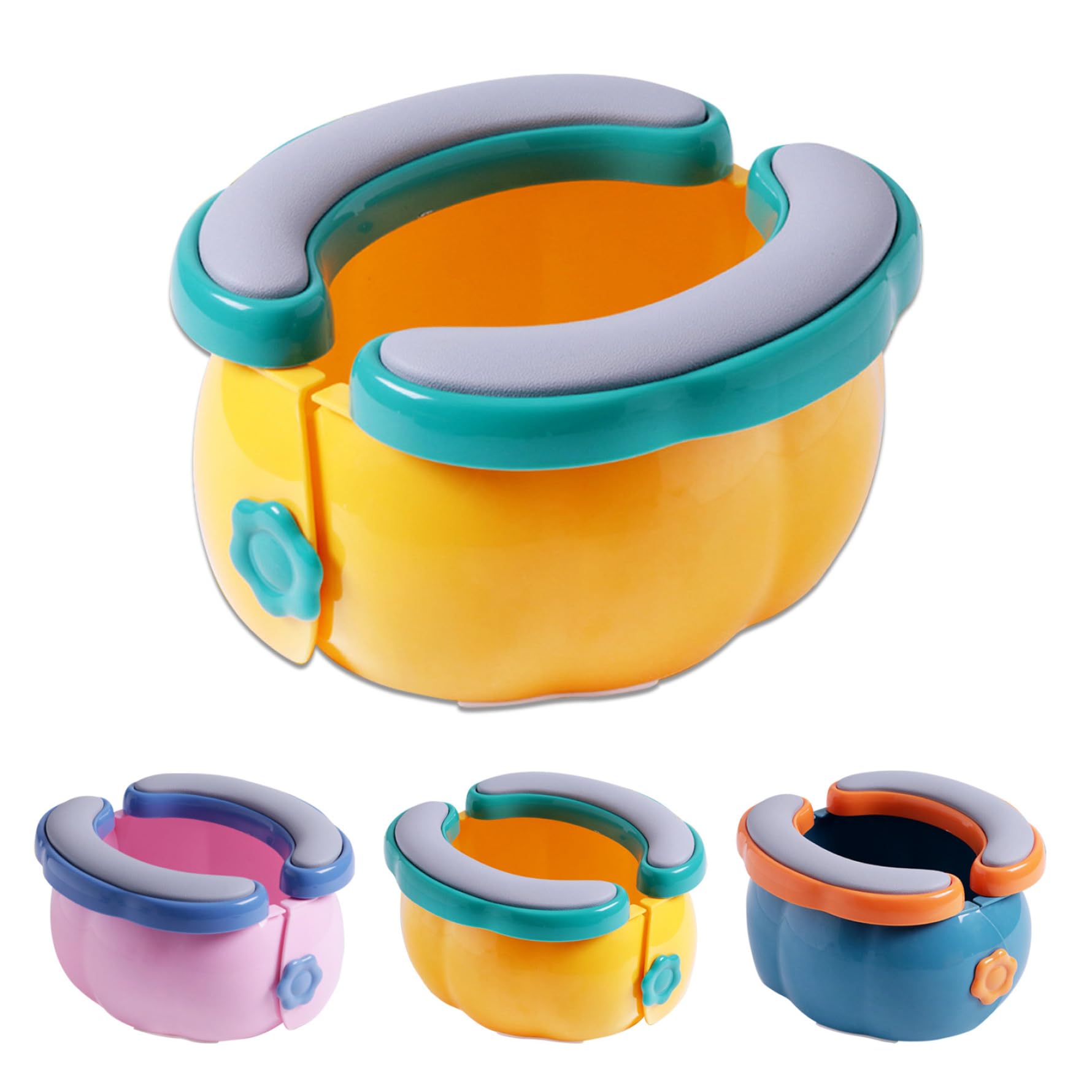 Foldable Travel Potty Seat for Toddlers - Portable Potty with 20 Disposable Baggies - Emergency Toilet for Long Car Rides, Beach & Outdoor Adventures - Yellow (Great for Road Trips, Camping & Travel)