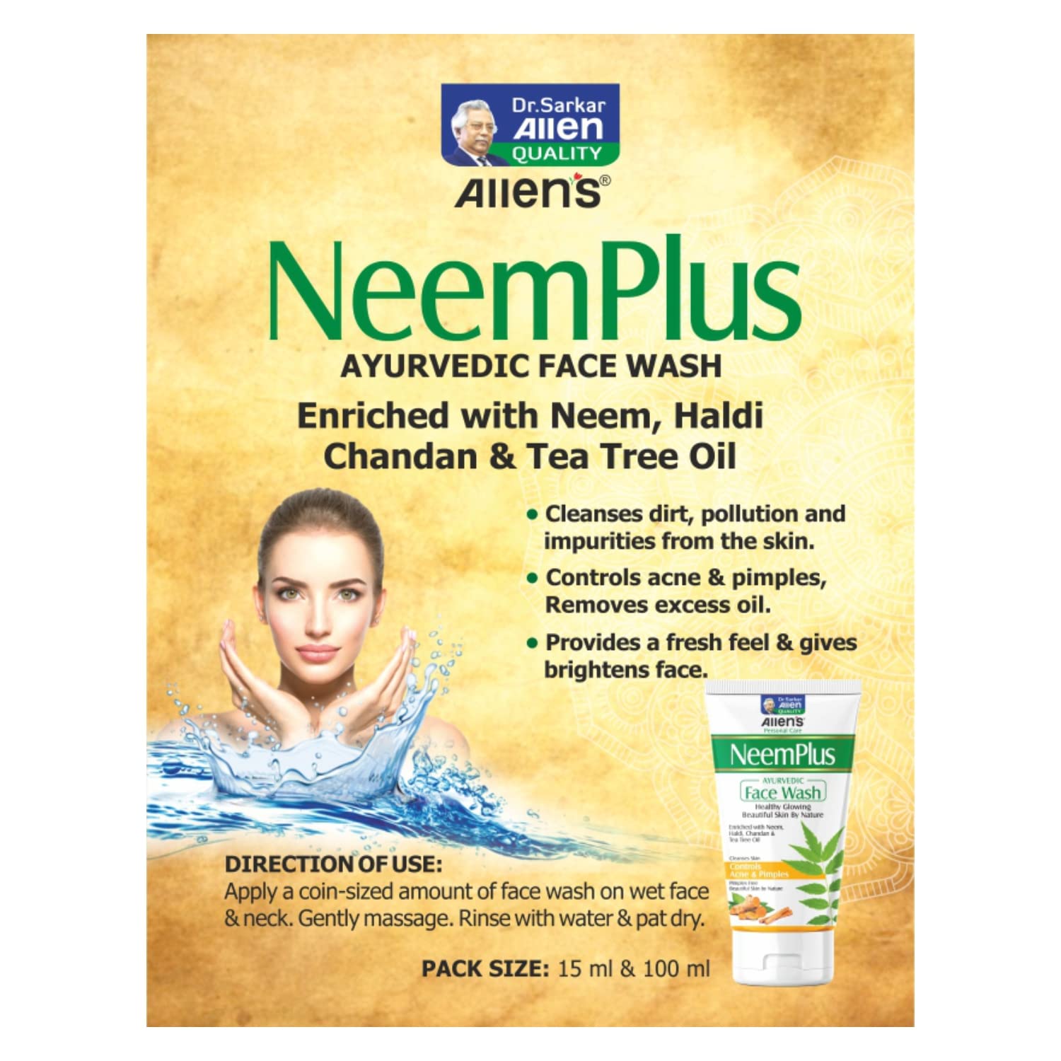 NeemPlus Ayurvedic Face Wash (100ml X 2) - Natural Acne Treatment & Skin Cleanser for Oily & Sensitive Skin | Gentle Daily Face Wash to Remove Dirt, Pollution & Impurities | Perfect for Morning & Night Skincare Routine