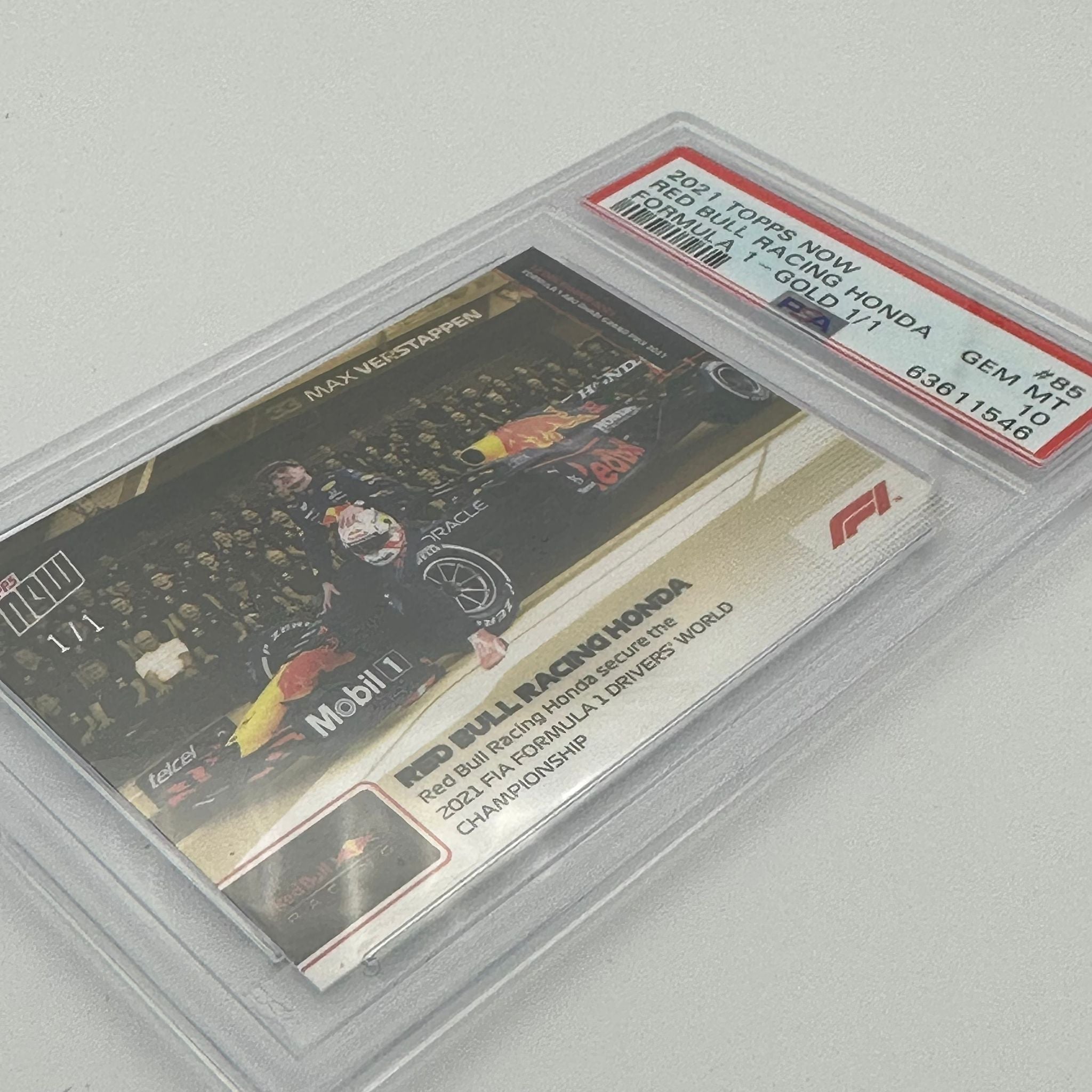 PSA 10 1/1 Max Verstappen Gold #85 Championship-Winning Racing Card - Perfect for Collectors, Investors & Formula 1 Fans - Display in Home, Office or Sports Memorabilia Collection