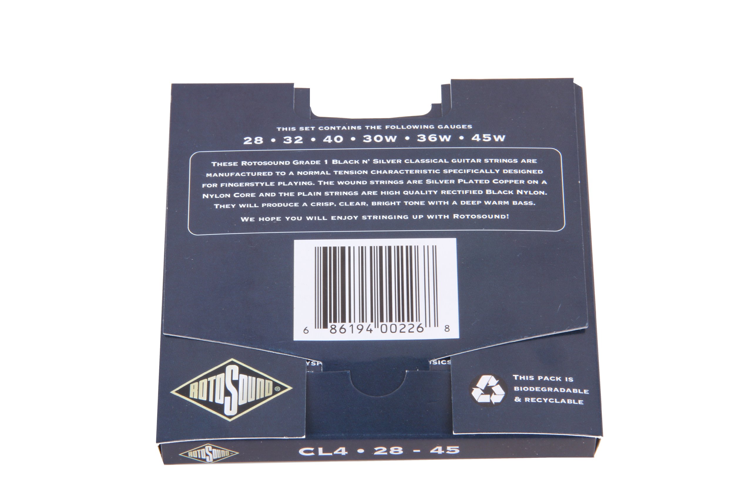 Rotosound CL4 Black N' Silver Classical Guitar Strings - Nylon Strings for Classical & Flamenco Guitar - Perfect for Beginners & Professionals