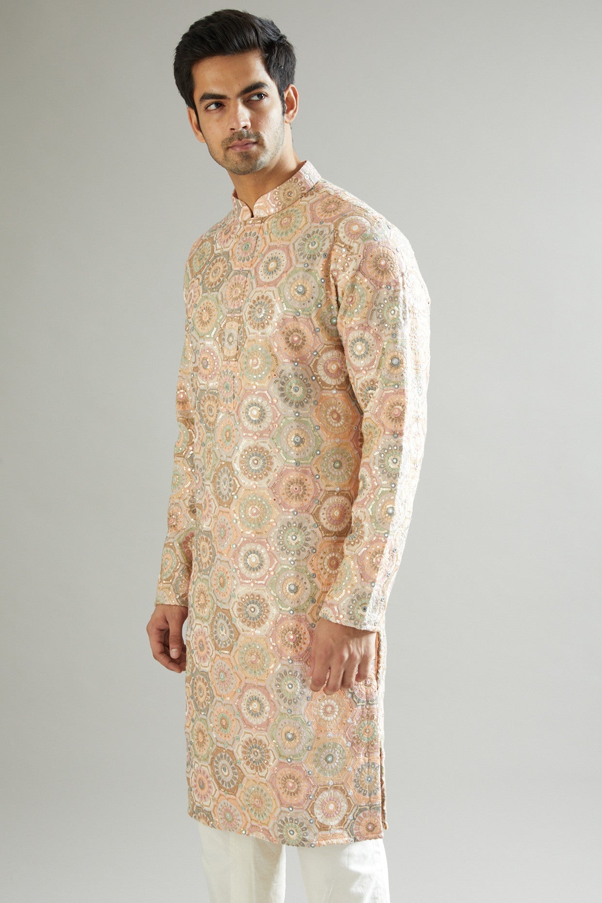 Peach Embroidered Kurta for Women | Traditional Indian Cotton Tunic Top | Perfect for Festivals, Weddings & Casual Wear