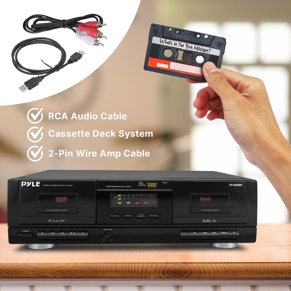 Dual Cassette Deck MP3 Converter - Convert Old Tapes to Digital MP3 Files for Music Lovers & Nostalgic Collections