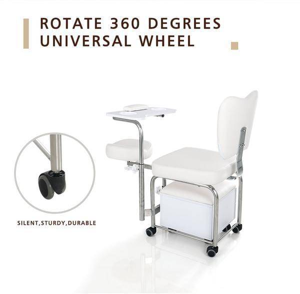 2 in 1 Compact Mobile Manicure Pedicure Chair with Wheels - Professional Nail Salon Station BA3506 for Pedicures & Manicures - Perfect for Home Spa & Salon Business Use